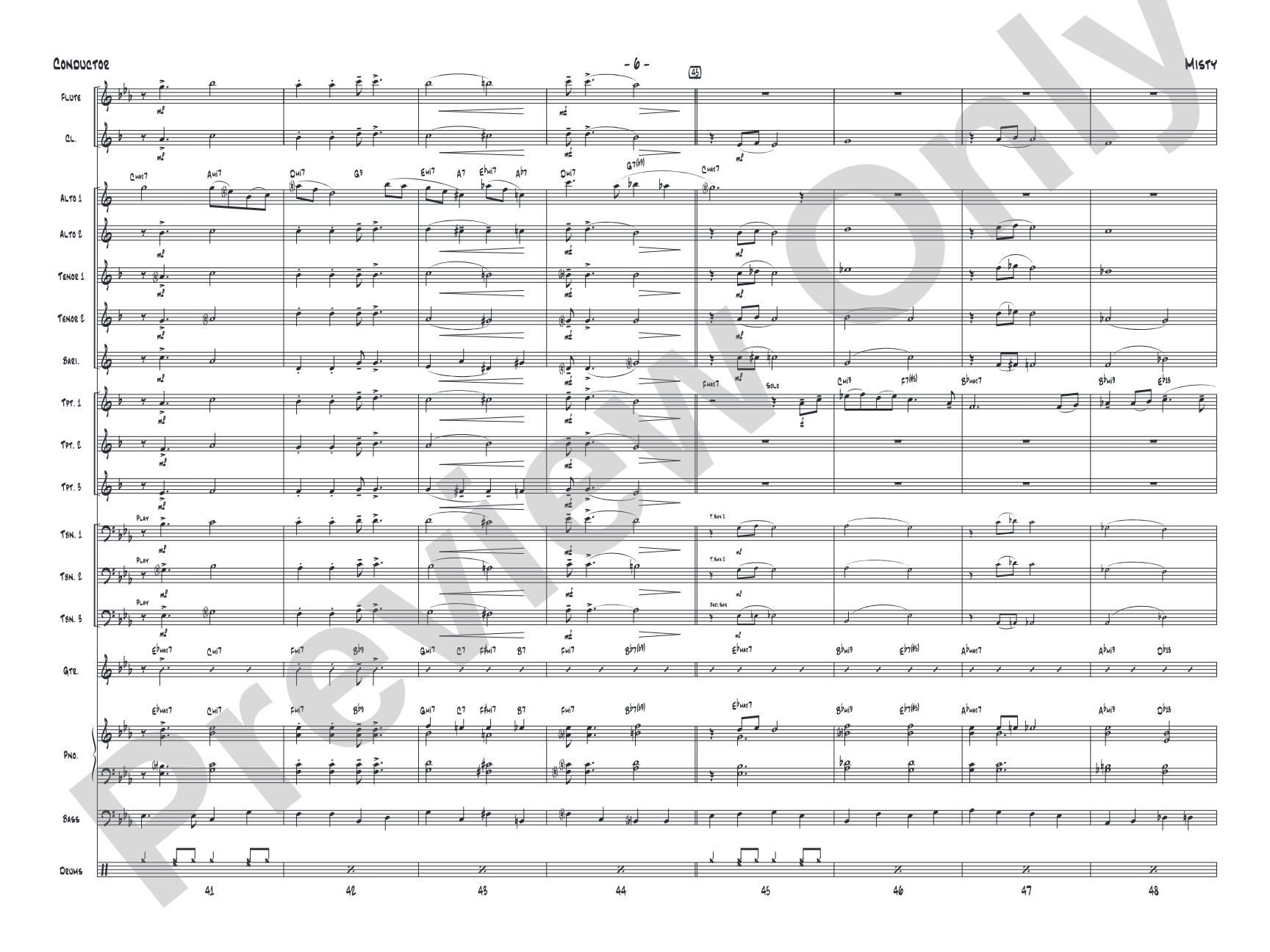 Misty: Jazz Ensemble Conductor Score & Parts