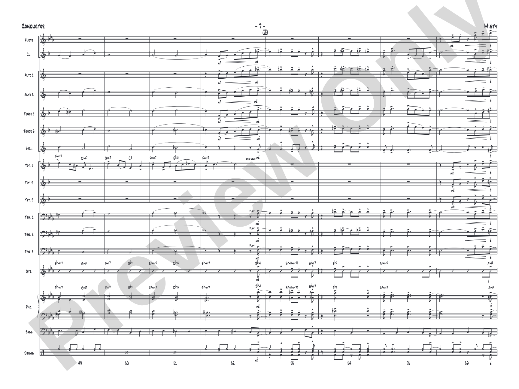 Misty: Jazz Ensemble Conductor Score & Parts