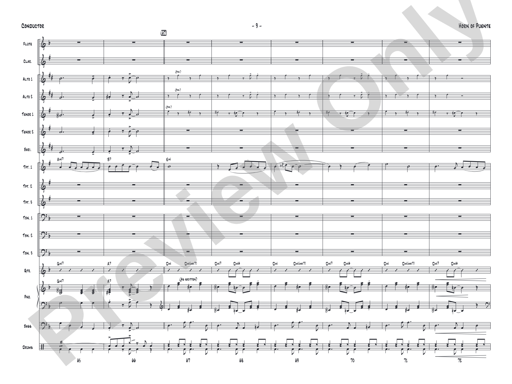 Horn of Puente: Jazz Ensemble Conductor Score & Parts