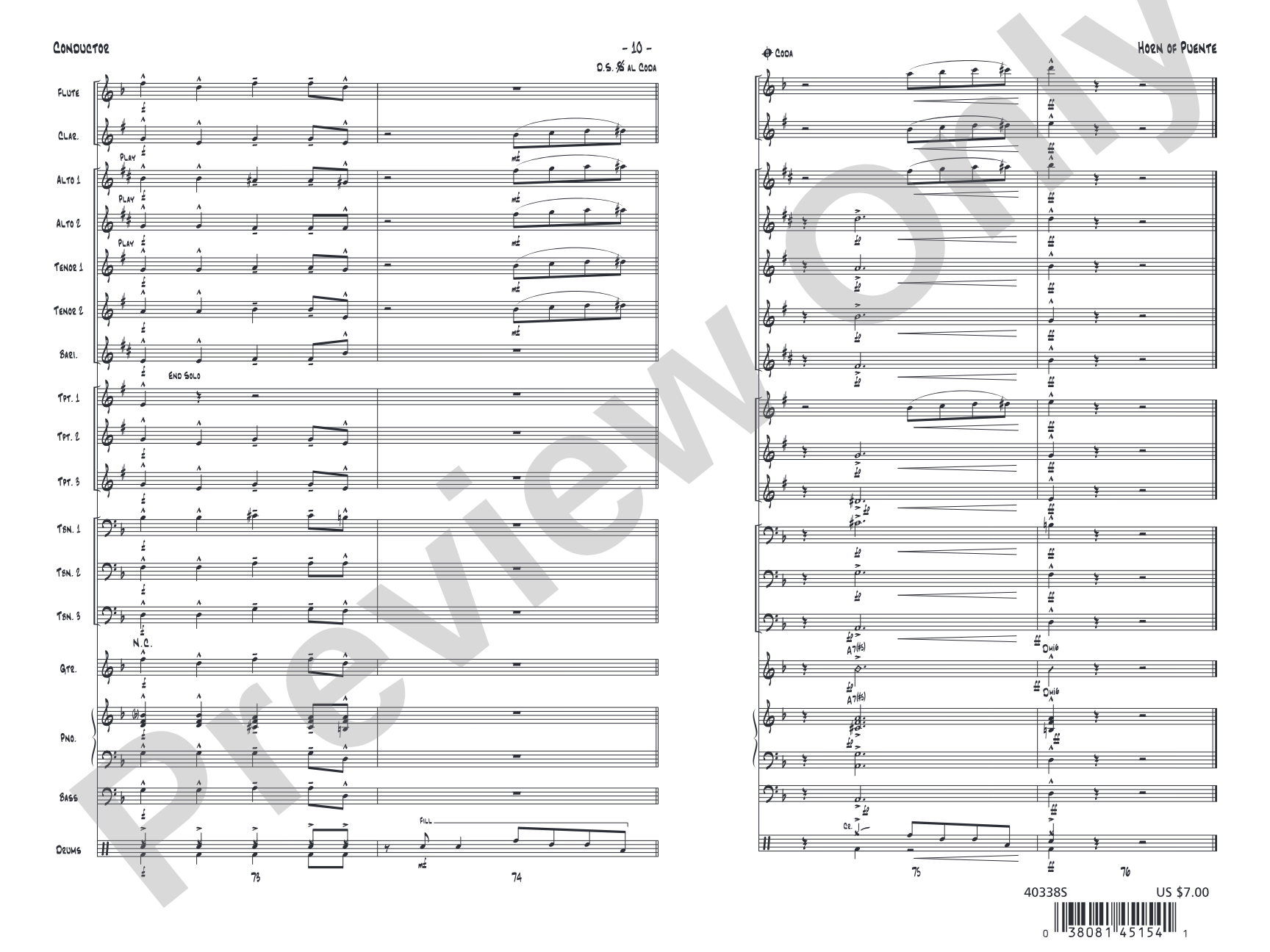 Horn of Puente: Jazz Ensemble Conductor Score & Parts