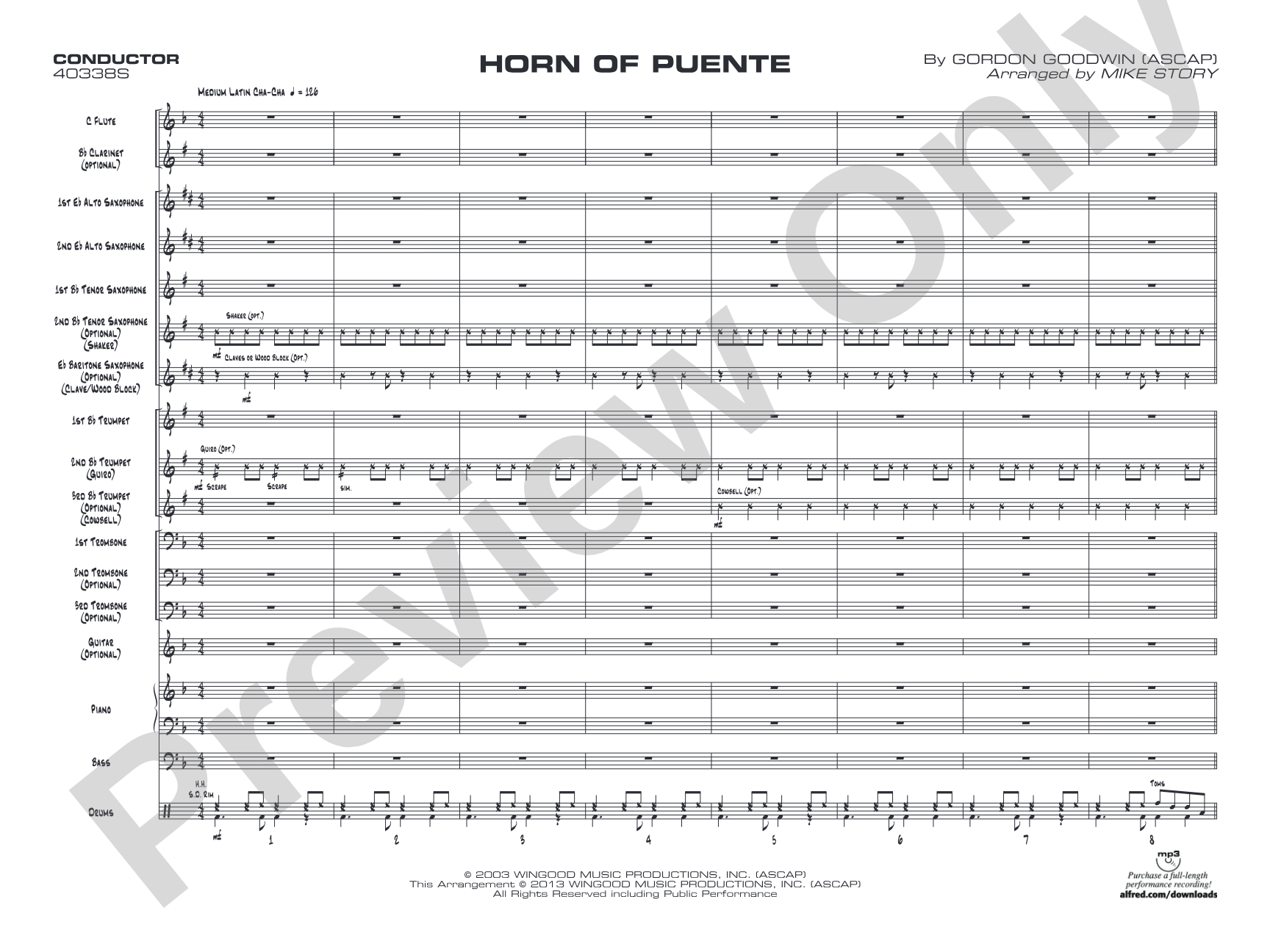 Horn of Puente: Jazz Ensemble Conductor Score & Parts
