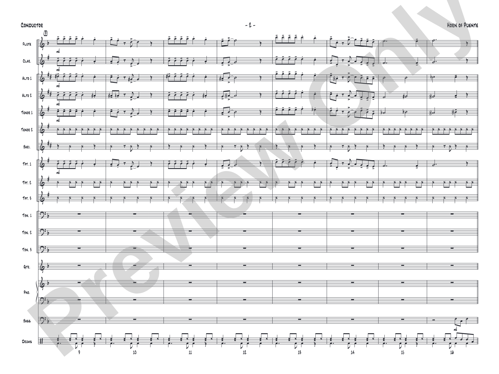 Horn of Puente: Jazz Ensemble Conductor Score & Parts