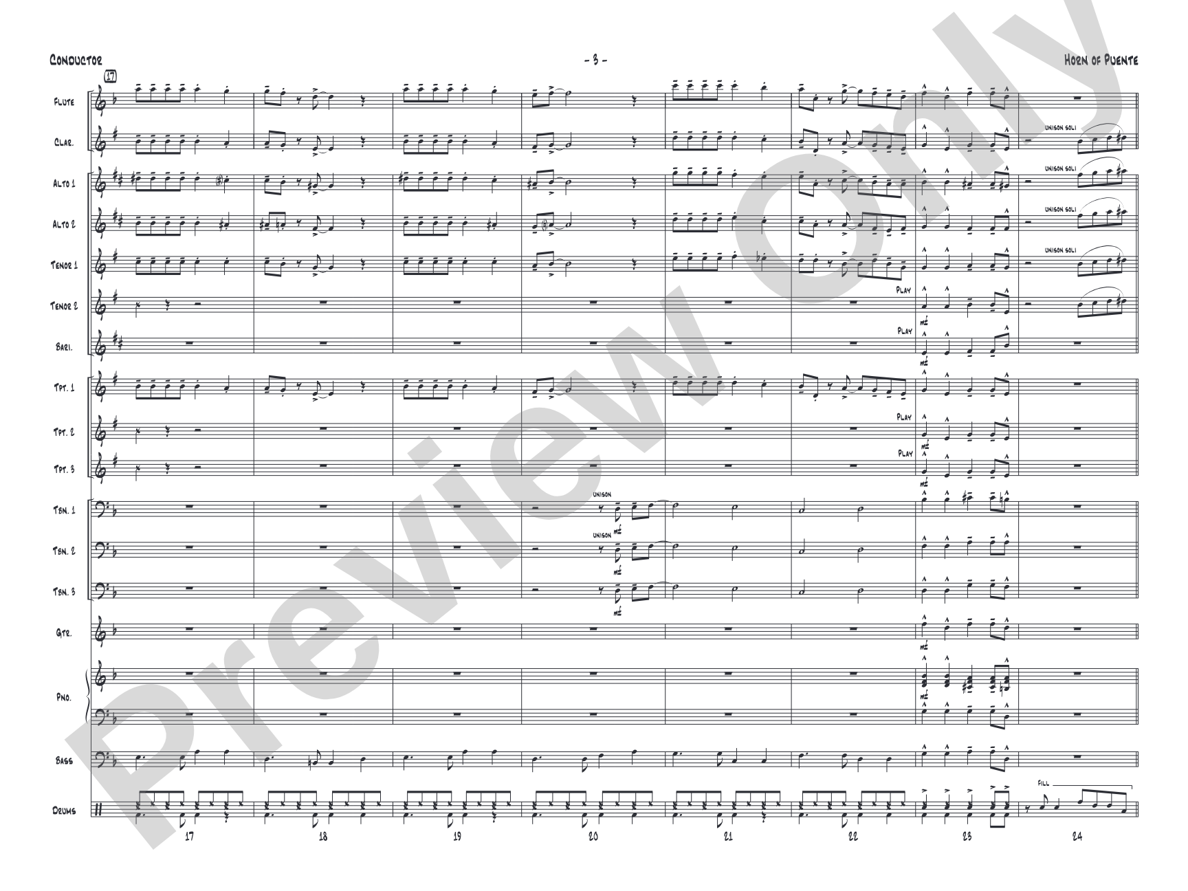 Horn of Puente: Jazz Ensemble Conductor Score & Parts