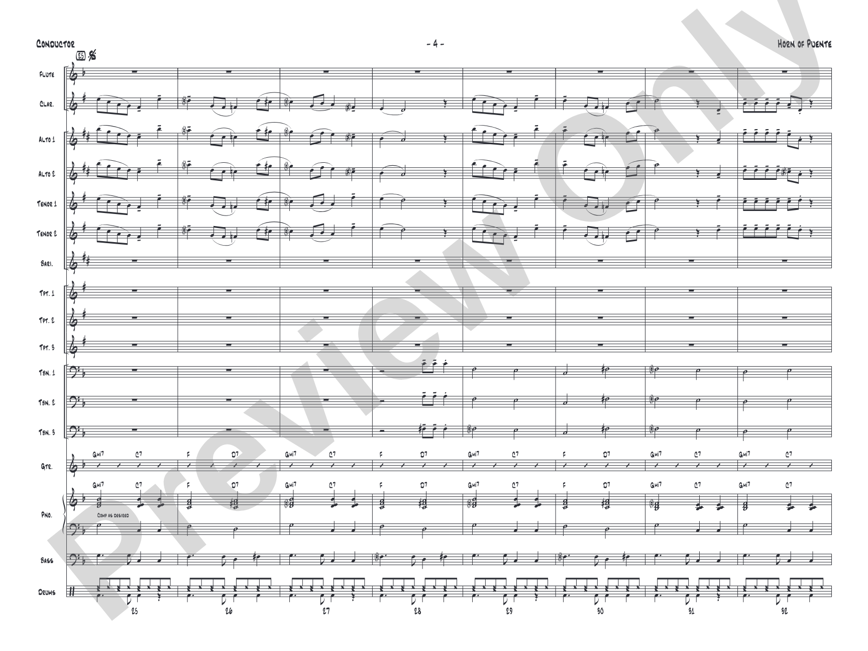 Horn of Puente: Jazz Ensemble Conductor Score & Parts
