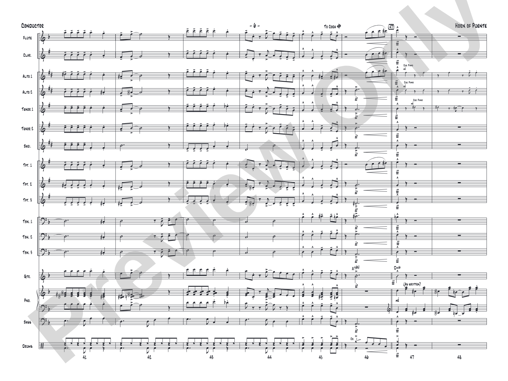 Horn of Puente: Jazz Ensemble Conductor Score & Parts