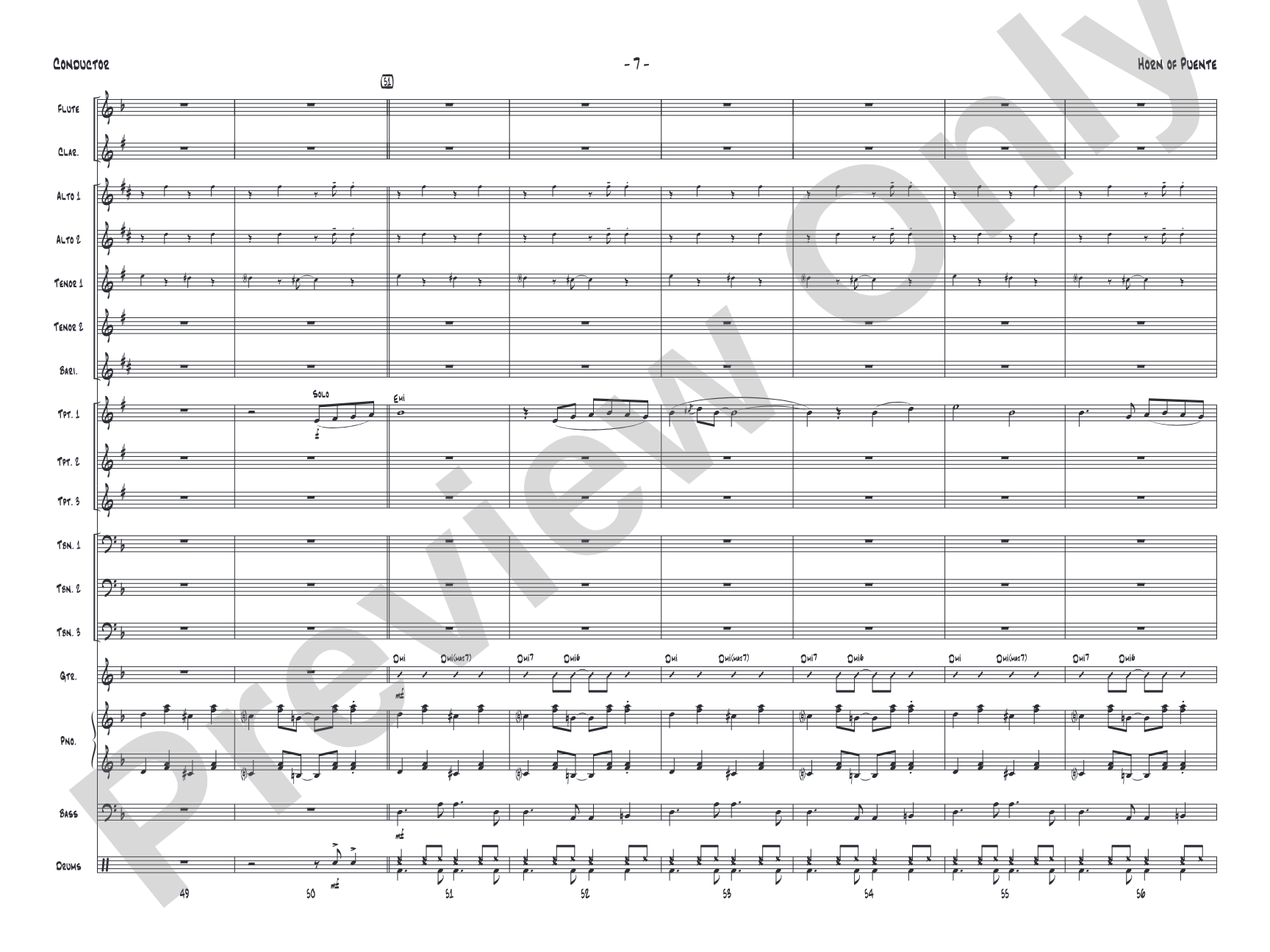 Horn of Puente: Jazz Ensemble Conductor Score & Parts