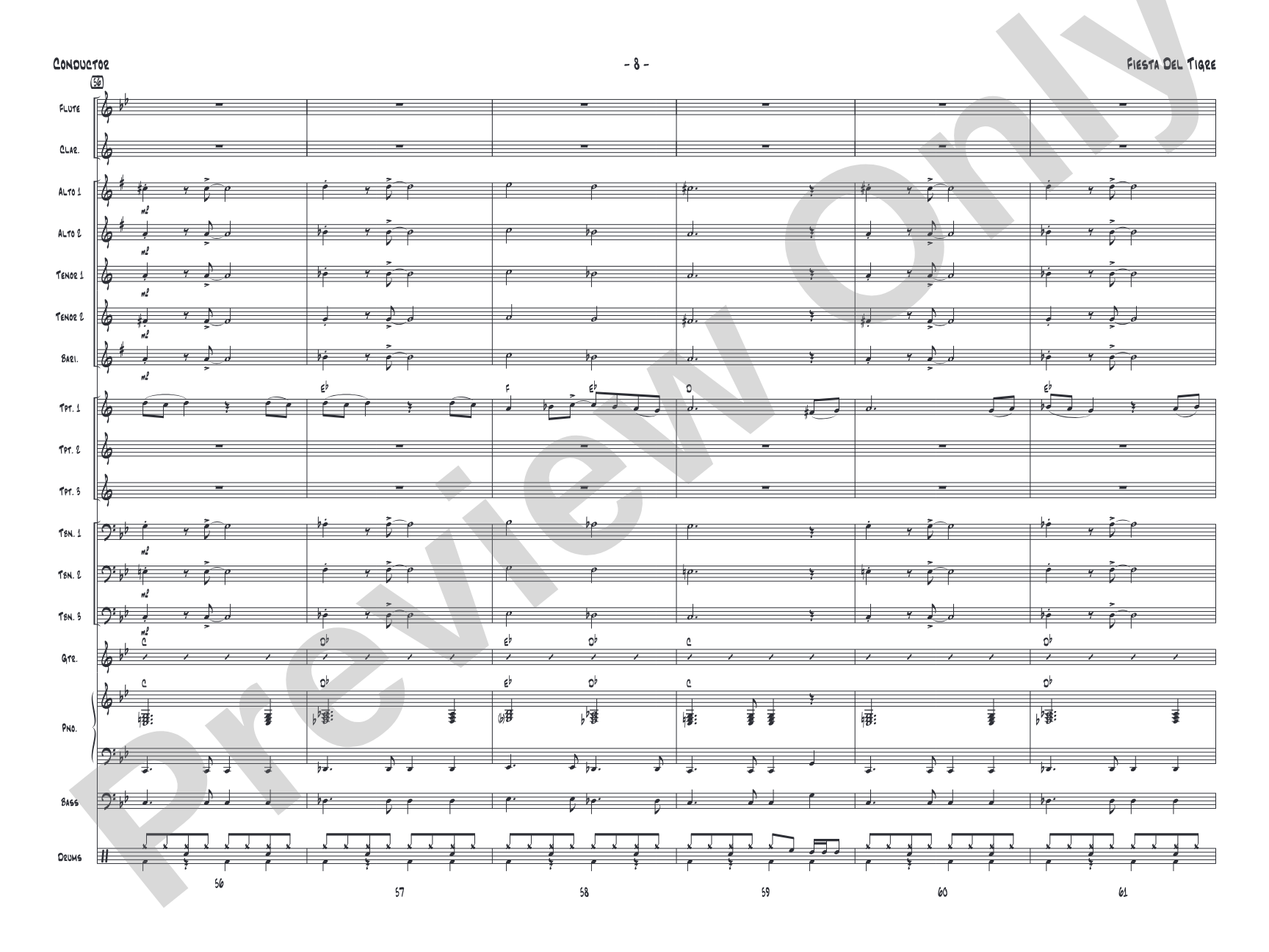 Fiesta del Tigre: Jazz Ensemble Conductor Score & Parts