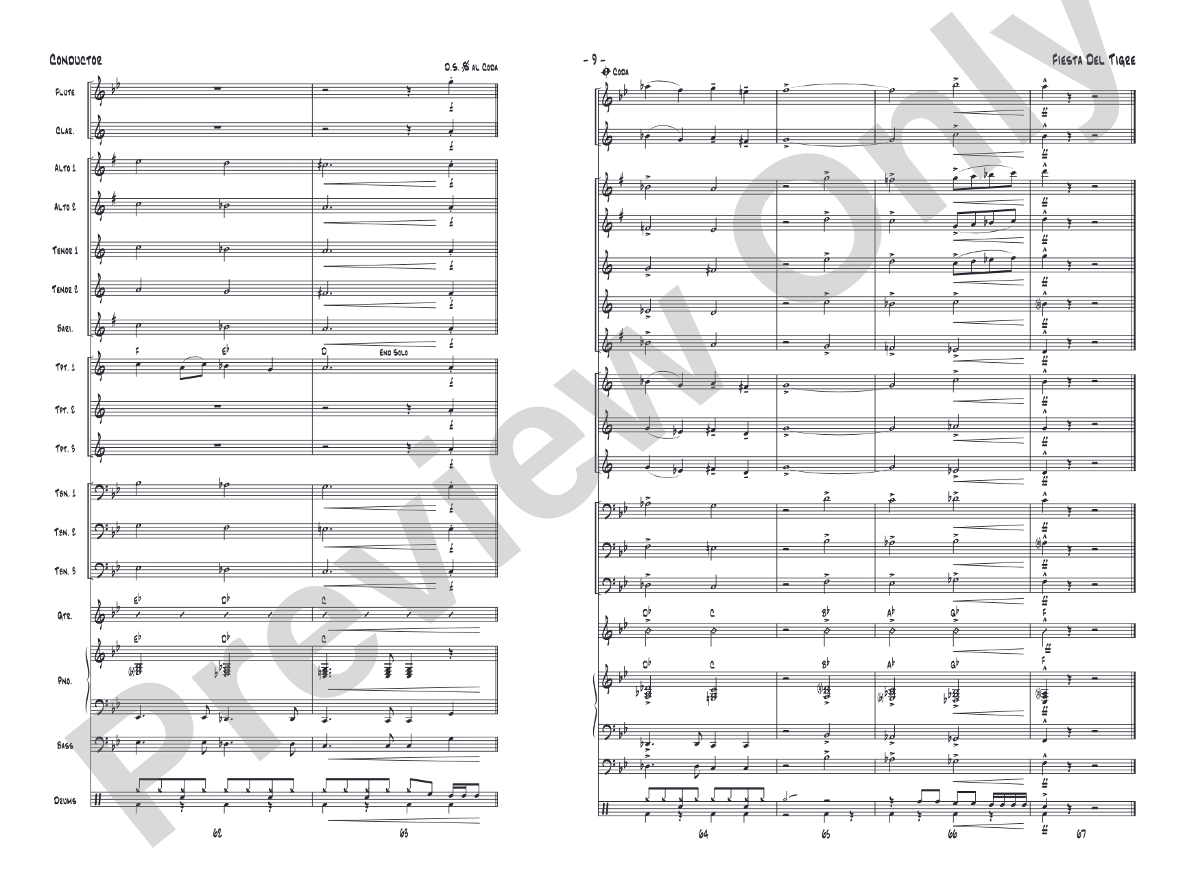Fiesta del Tigre: Jazz Ensemble Conductor Score & Parts