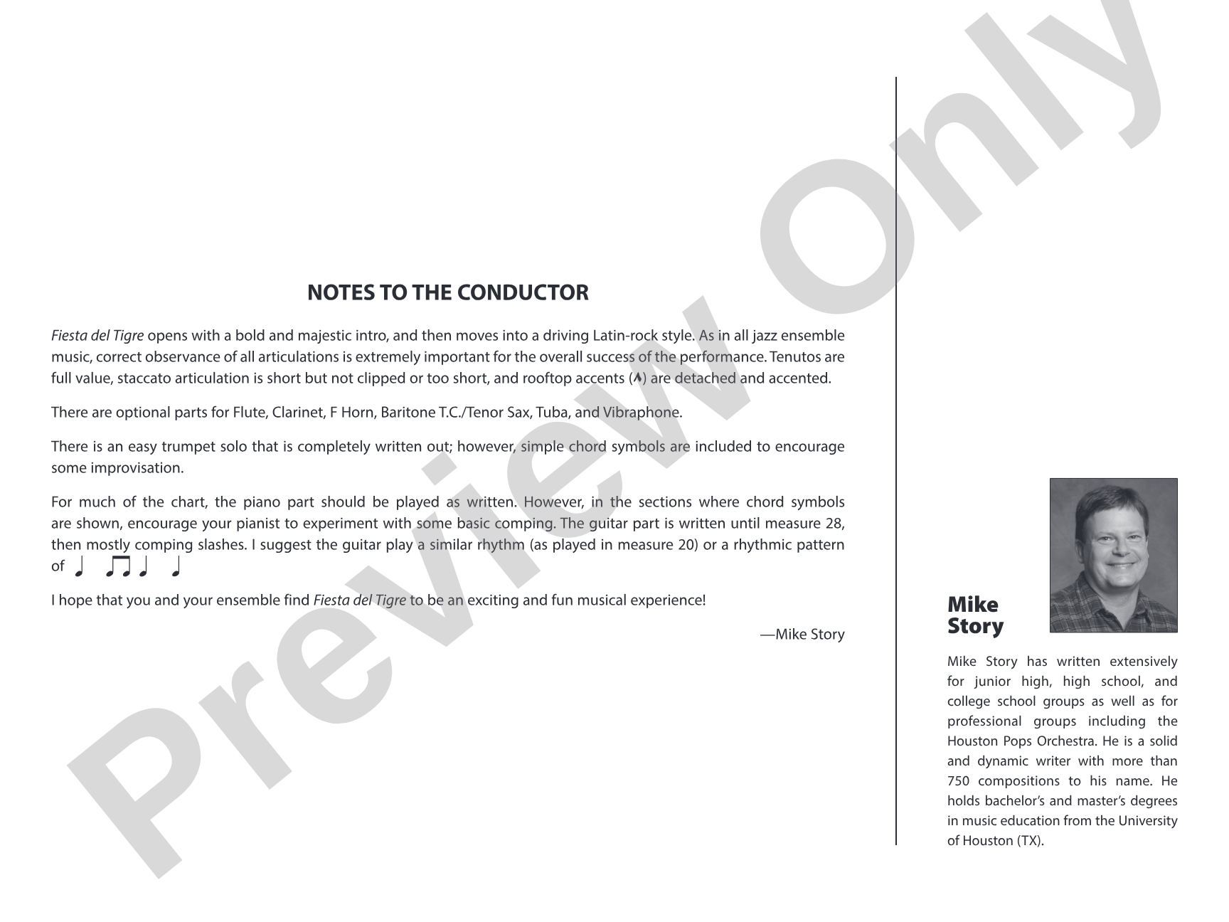 Fiesta del Tigre: Jazz Ensemble Conductor Score & Parts