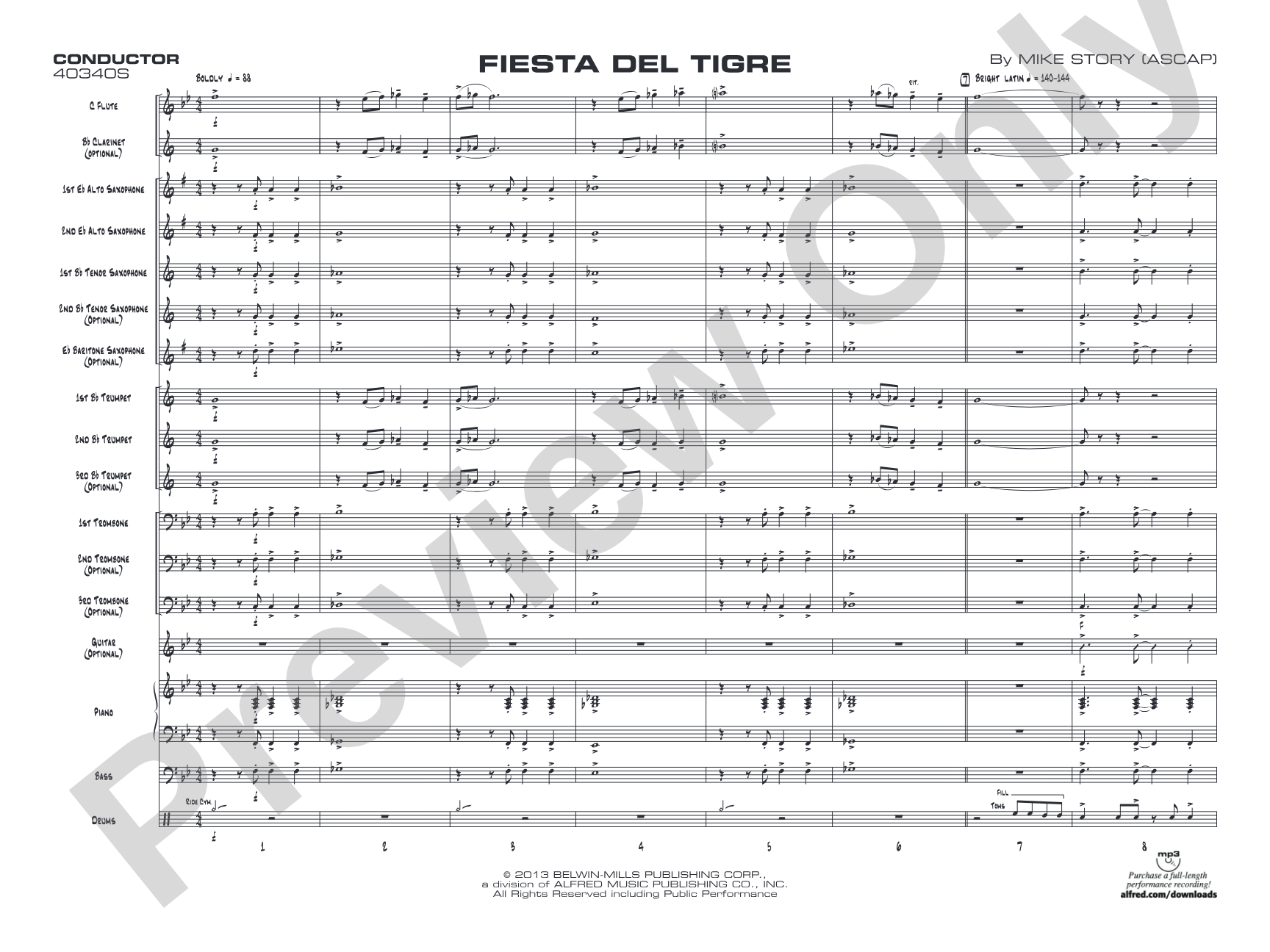 Fiesta del Tigre: Jazz Ensemble Conductor Score & Parts