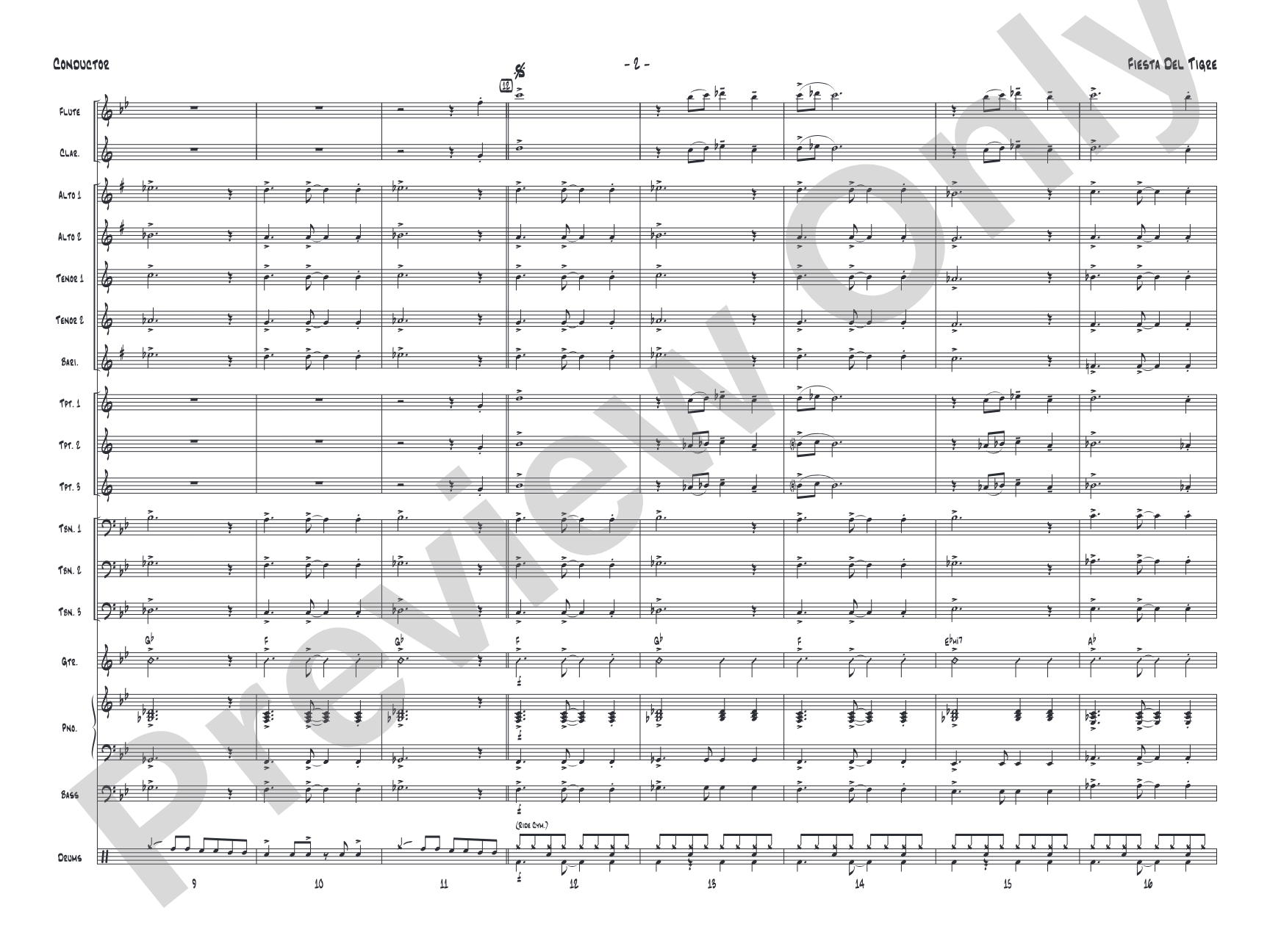 Fiesta del Tigre: Jazz Ensemble Conductor Score & Parts