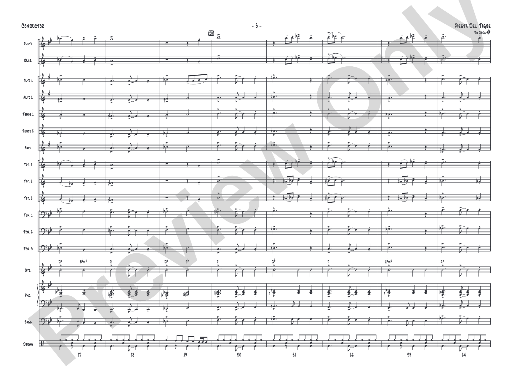 Fiesta del Tigre: Jazz Ensemble Conductor Score & Parts