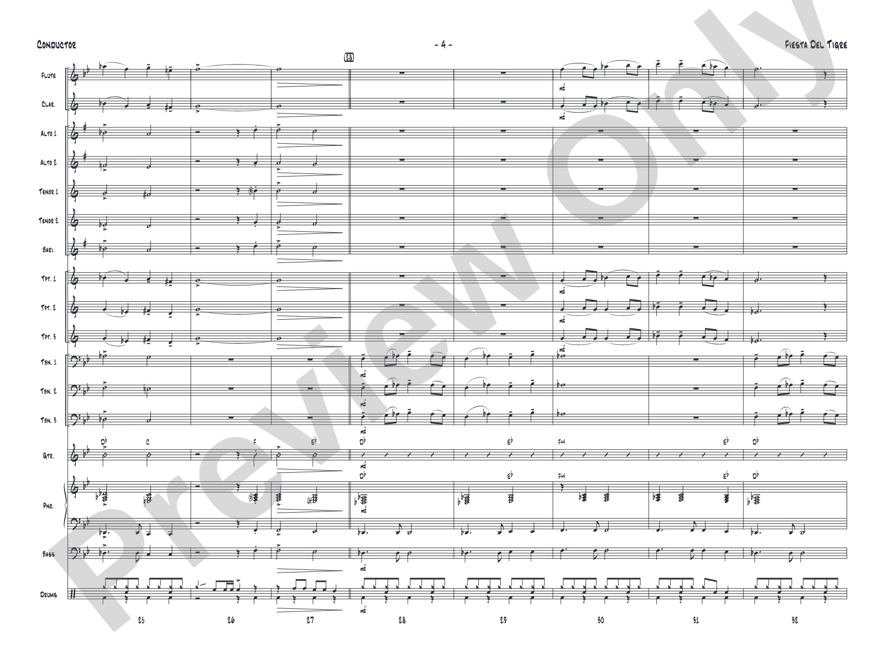 Fiesta del Tigre: Jazz Ensemble Conductor Score & Parts