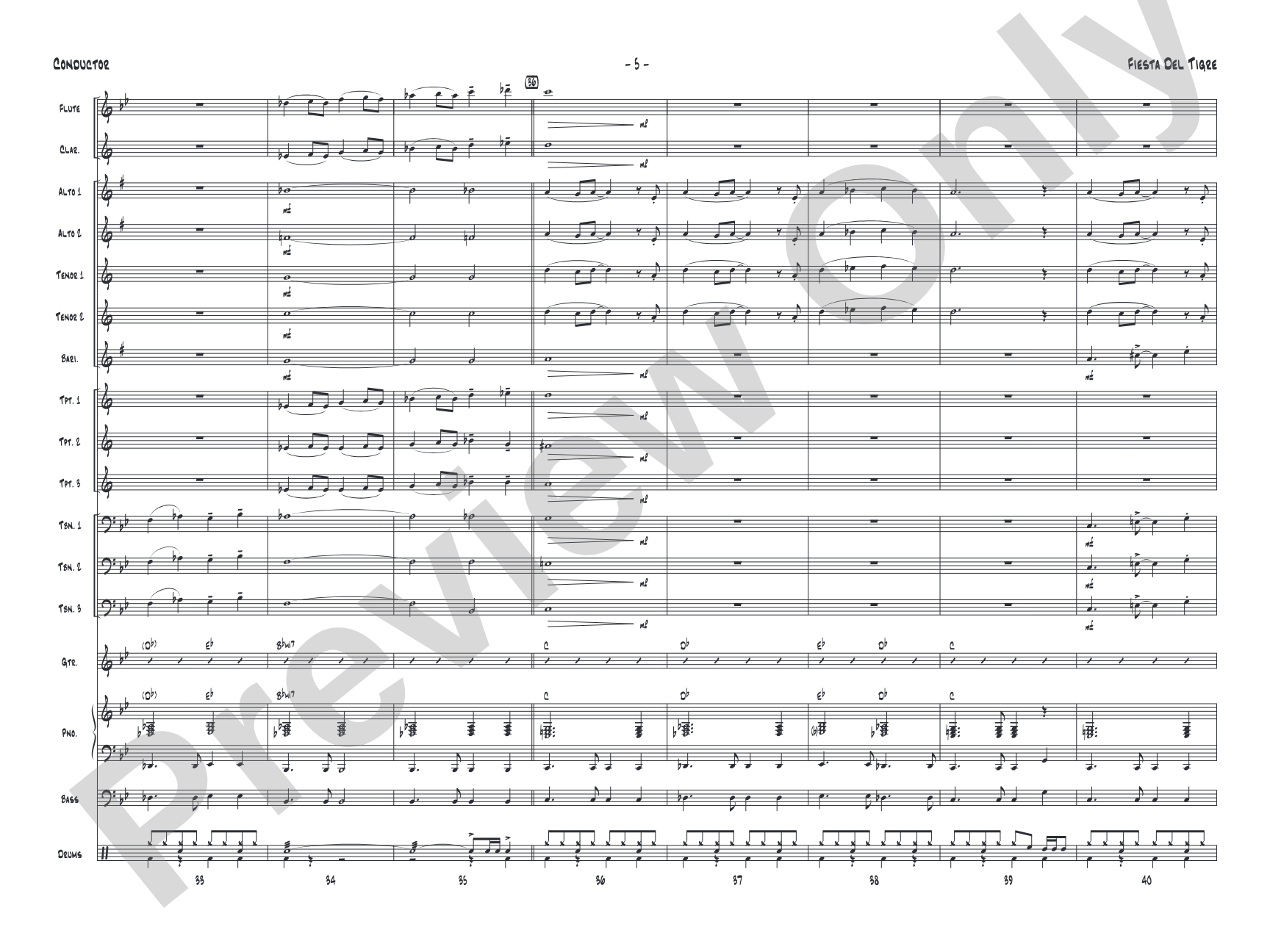 Fiesta del Tigre: Jazz Ensemble Conductor Score & Parts