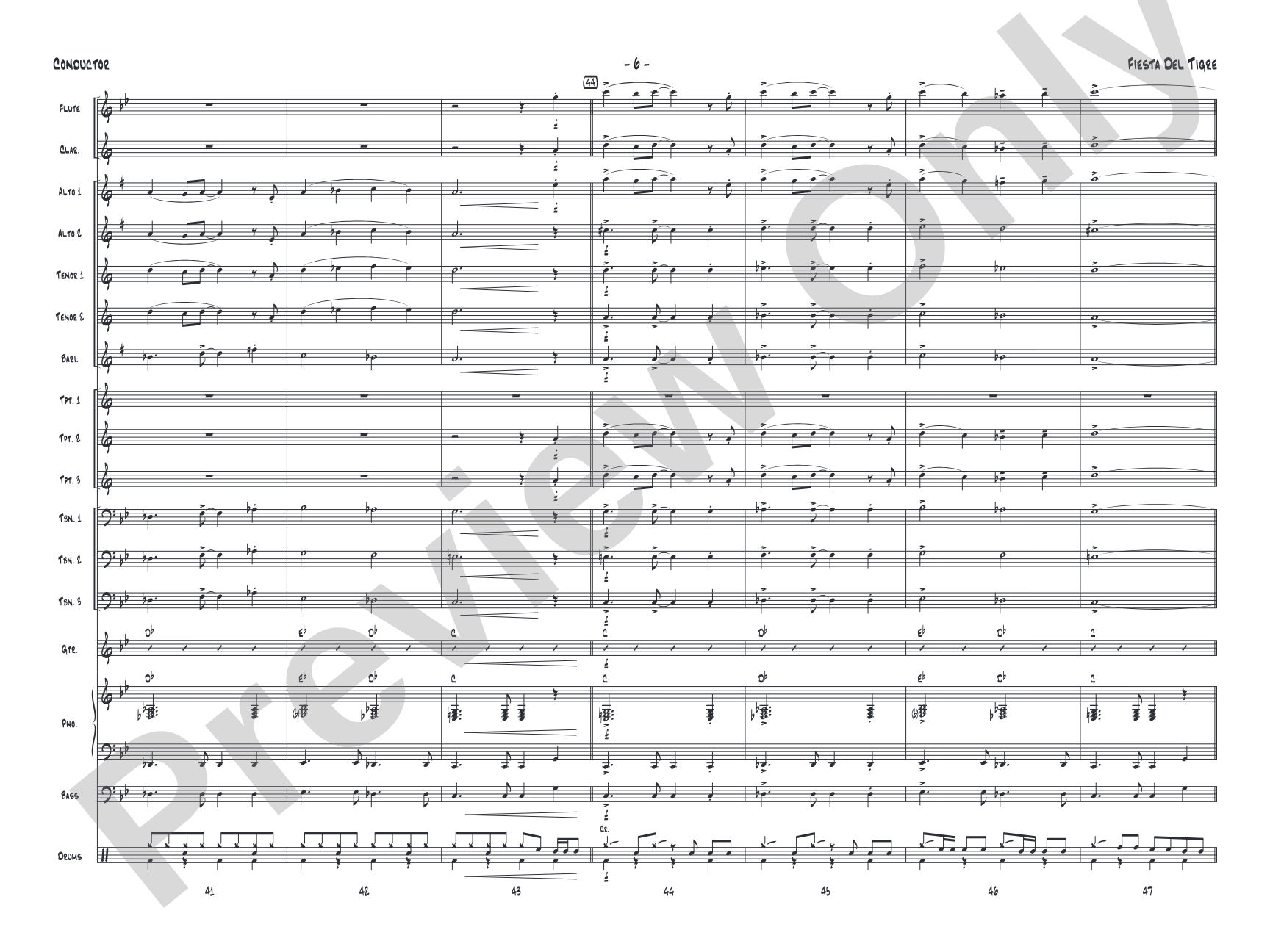 Fiesta del Tigre: Jazz Ensemble Conductor Score & Parts