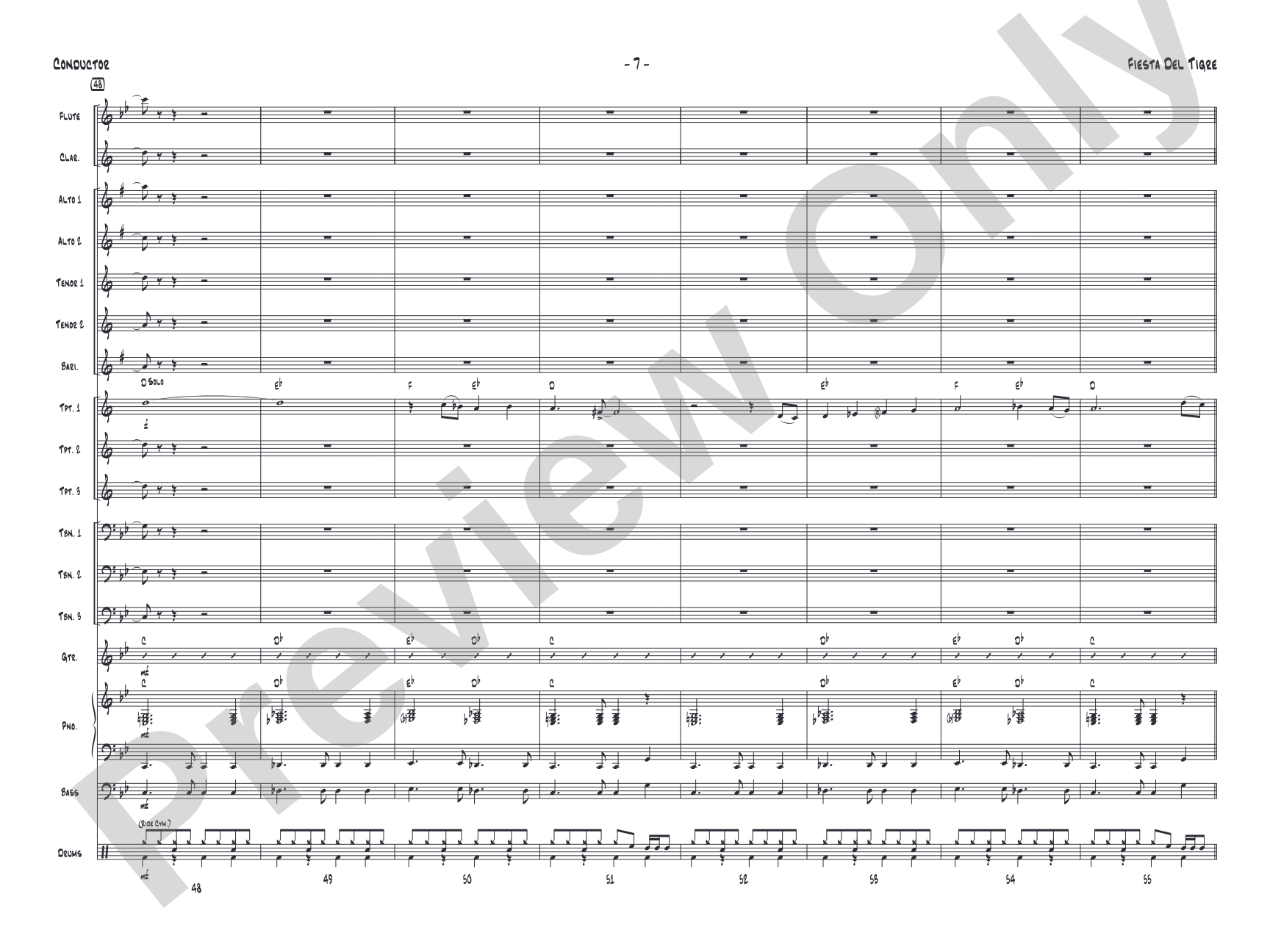 Fiesta del Tigre: Jazz Ensemble Conductor Score & Parts