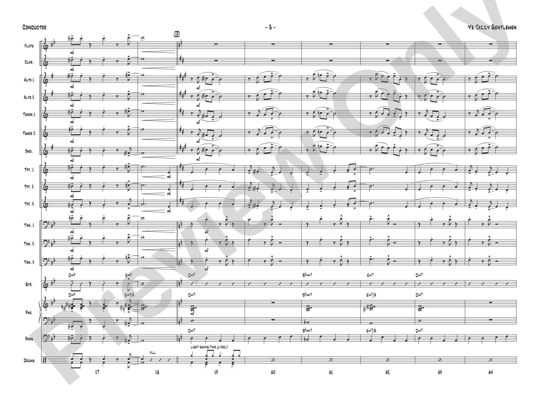 Ye Jazzy Gentlemen: Jazz Ensemble Conductor Score & Parts