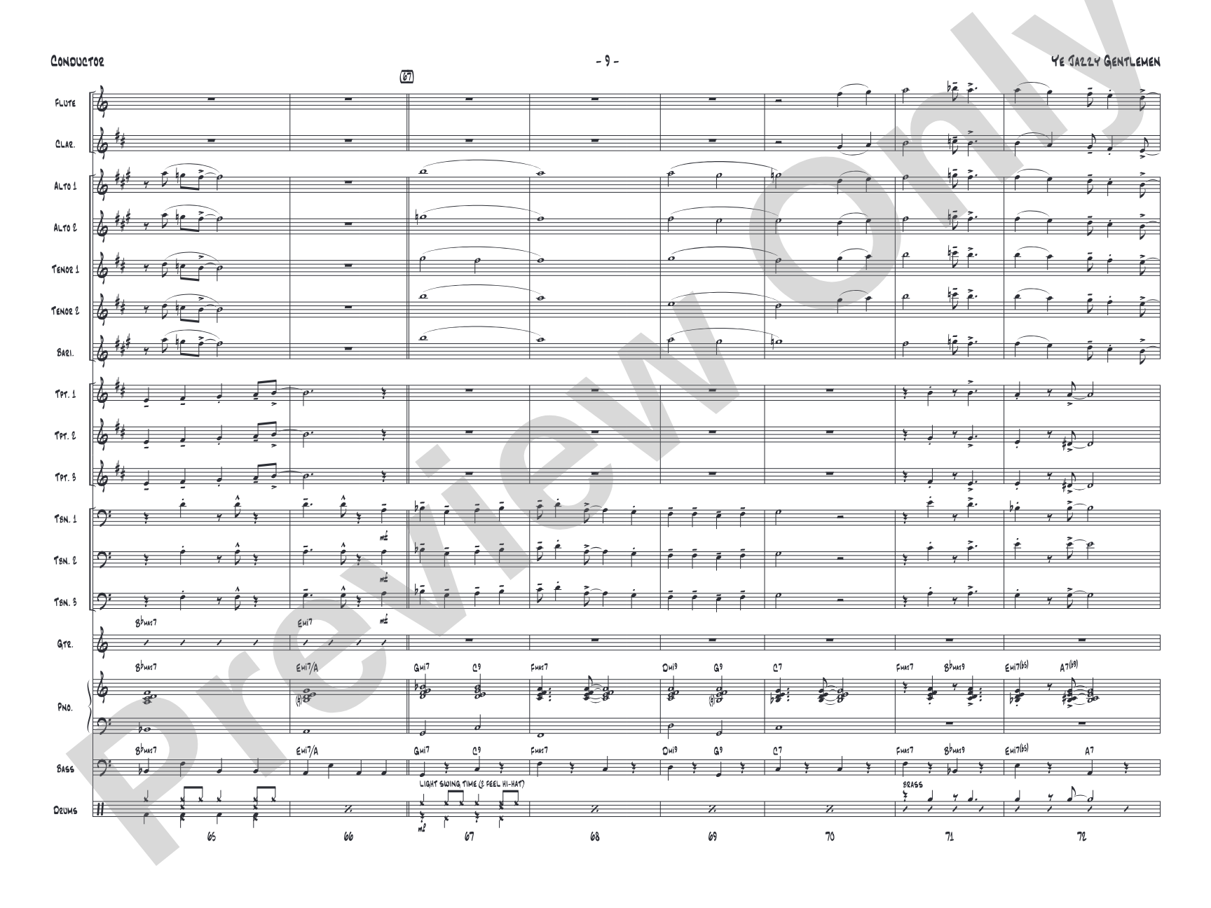 Ye Jazzy Gentlemen: Jazz Ensemble Conductor Score & Parts