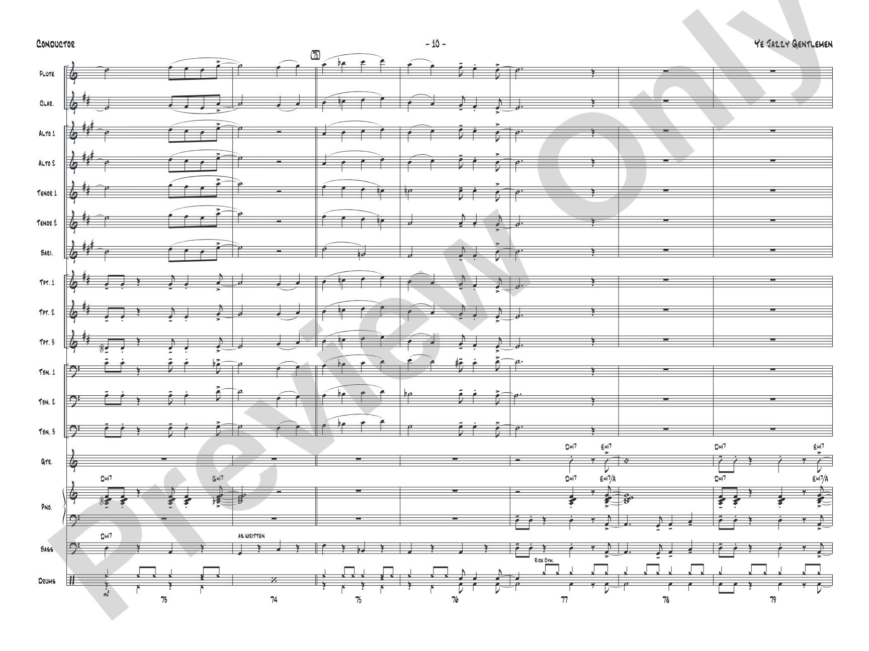 Ye Jazzy Gentlemen: Jazz Ensemble Conductor Score & Parts