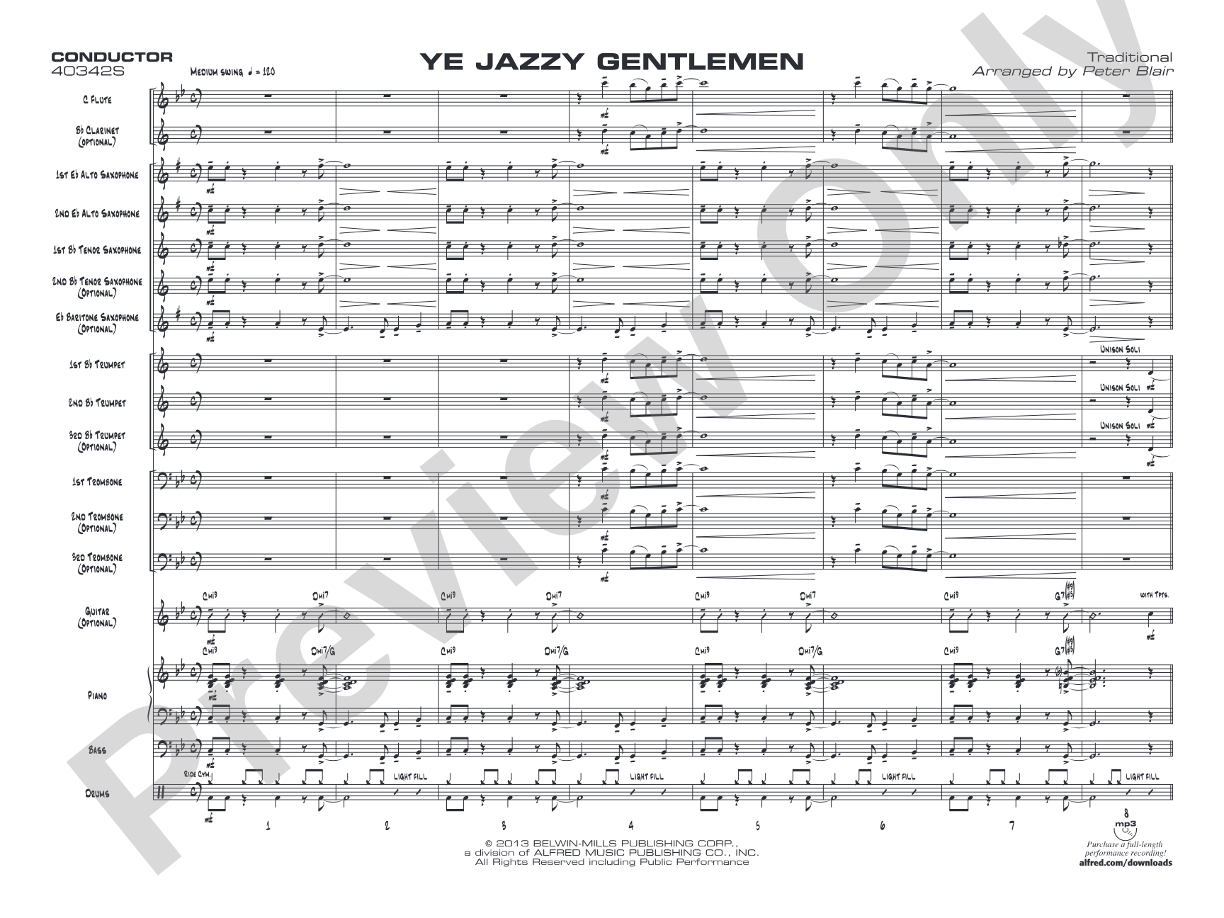 Ye Jazzy Gentlemen: Jazz Ensemble Conductor Score & Parts