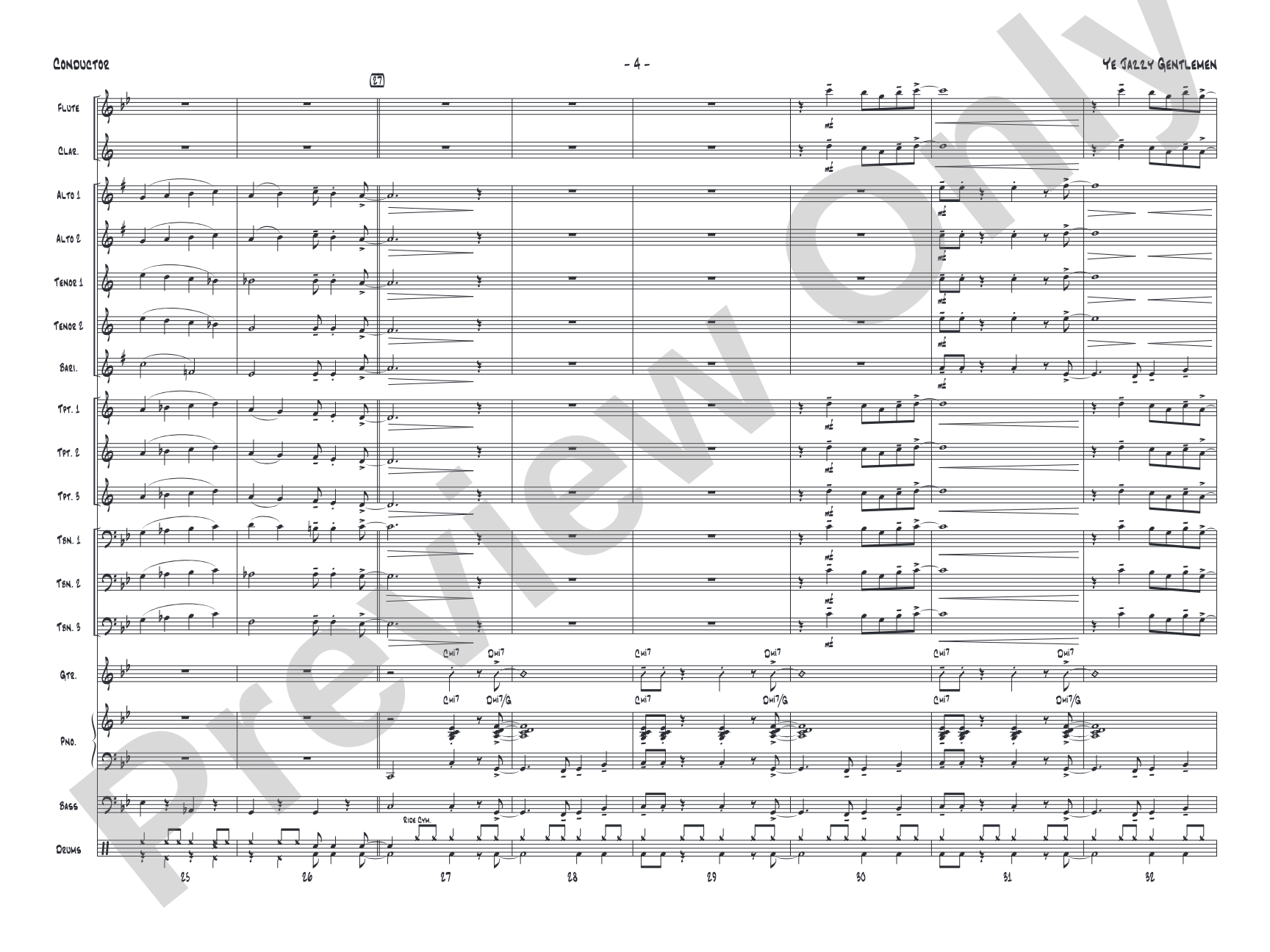 Ye Jazzy Gentlemen: Jazz Ensemble Conductor Score & Parts