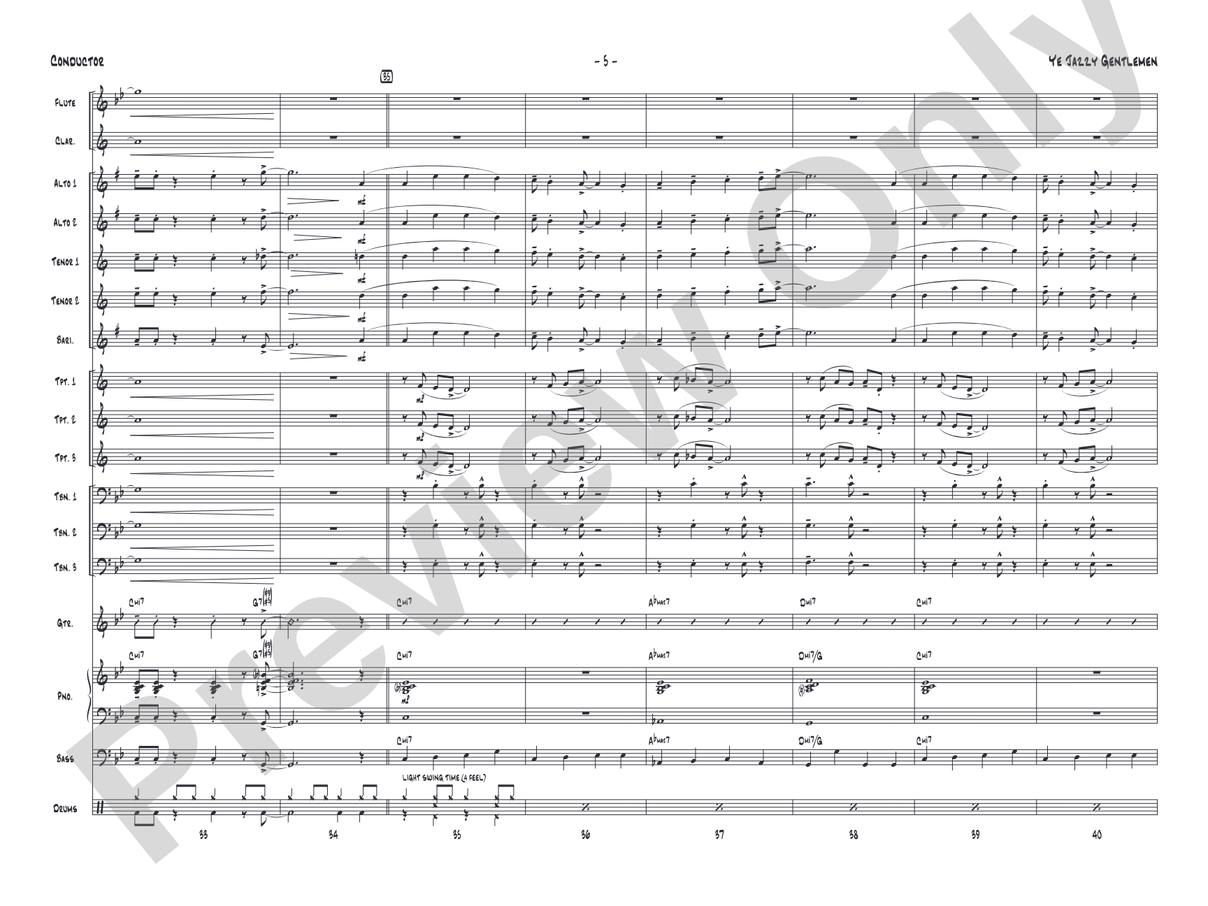 Ye Jazzy Gentlemen: Jazz Ensemble Conductor Score & Parts