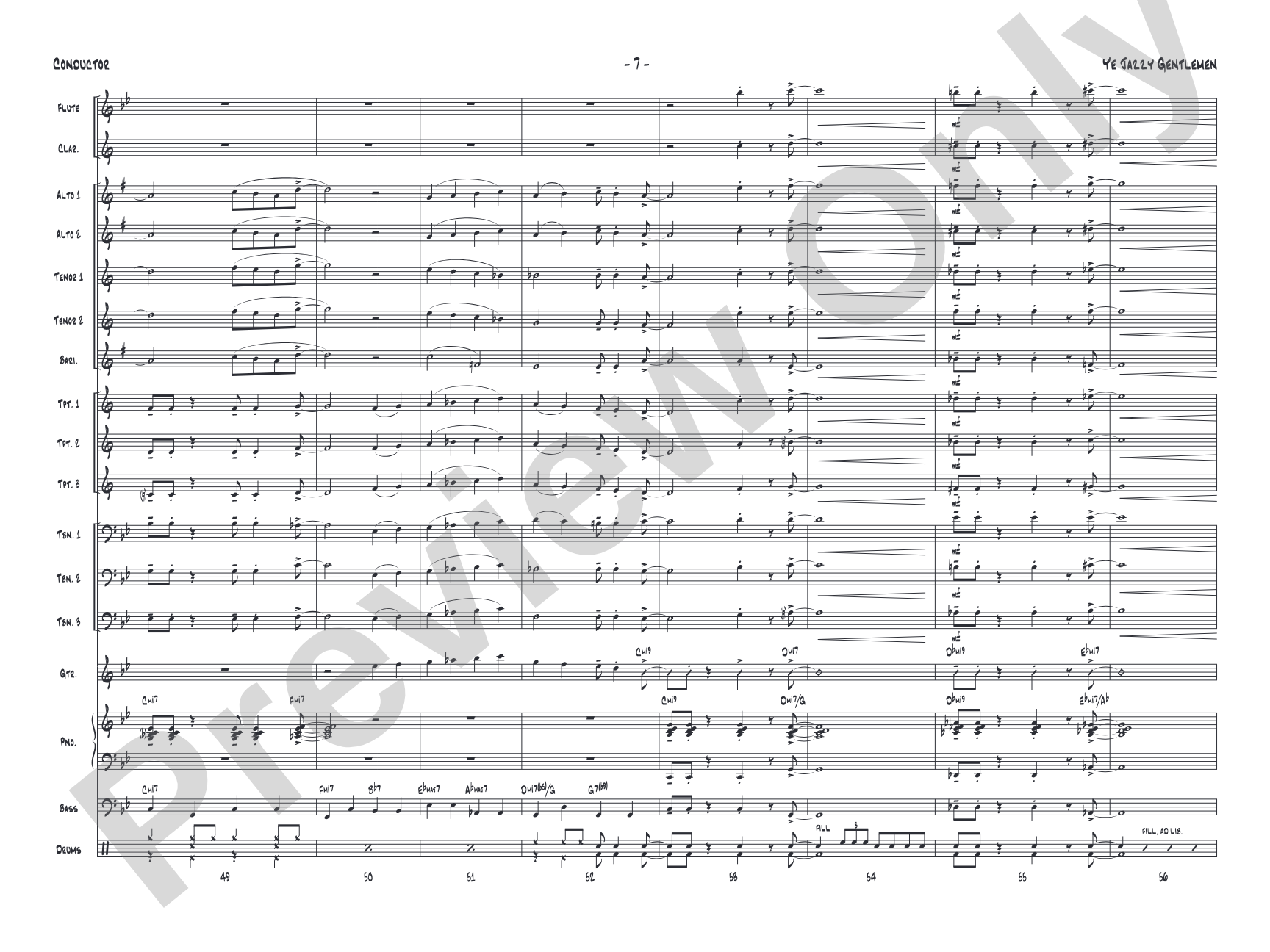 Ye Jazzy Gentlemen: Jazz Ensemble Conductor Score & Parts