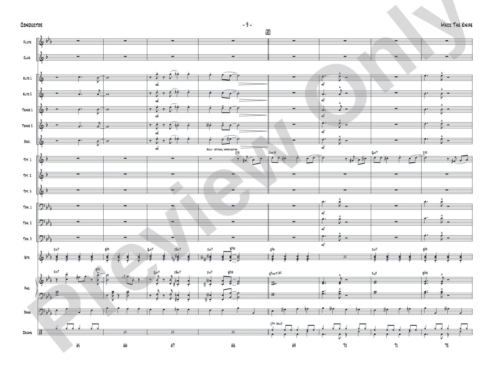 Mack the Knife: Jazz Ensemble Conductor Score & Parts