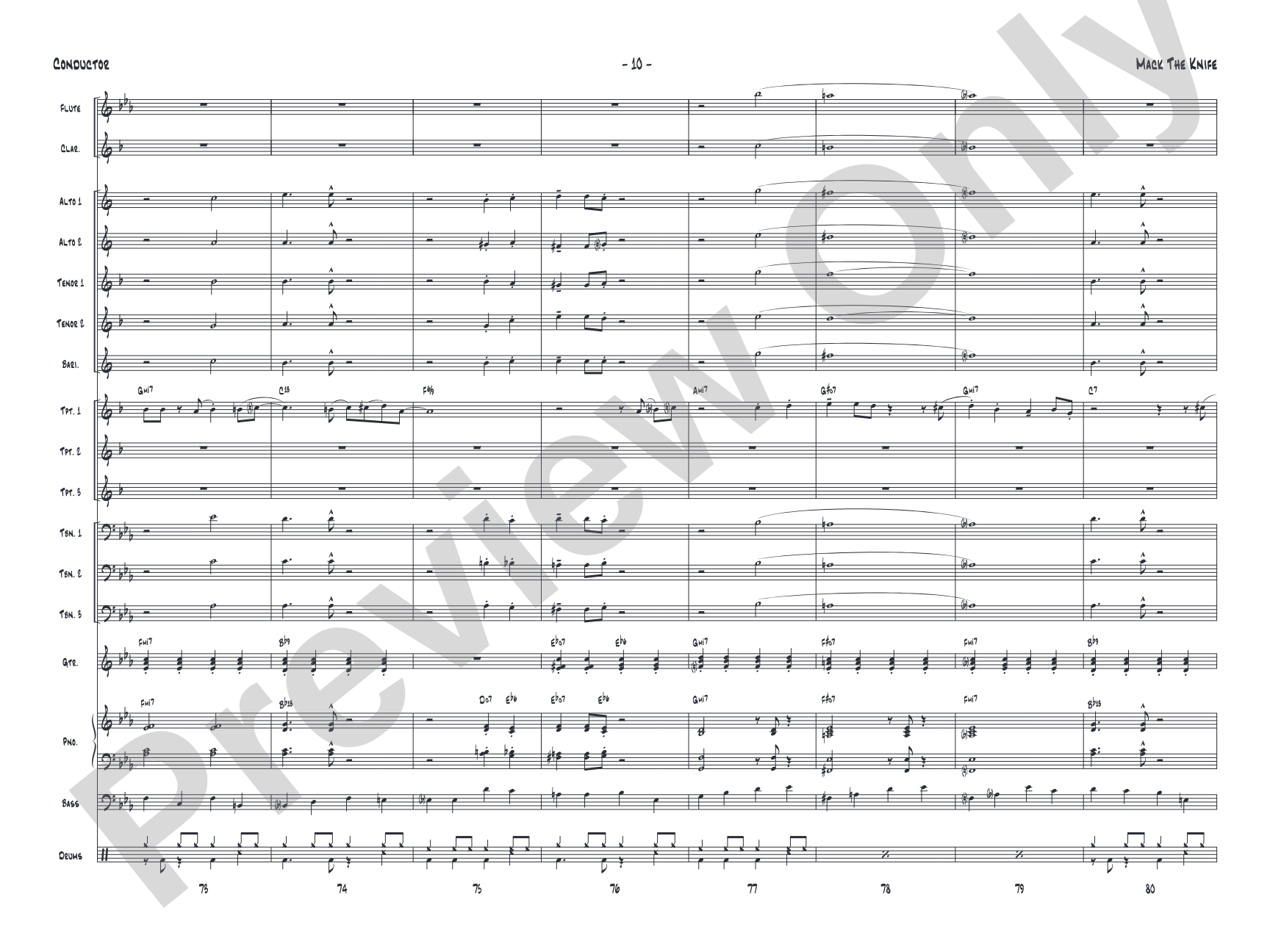 Mack the Knife: Jazz Ensemble Conductor Score & Parts