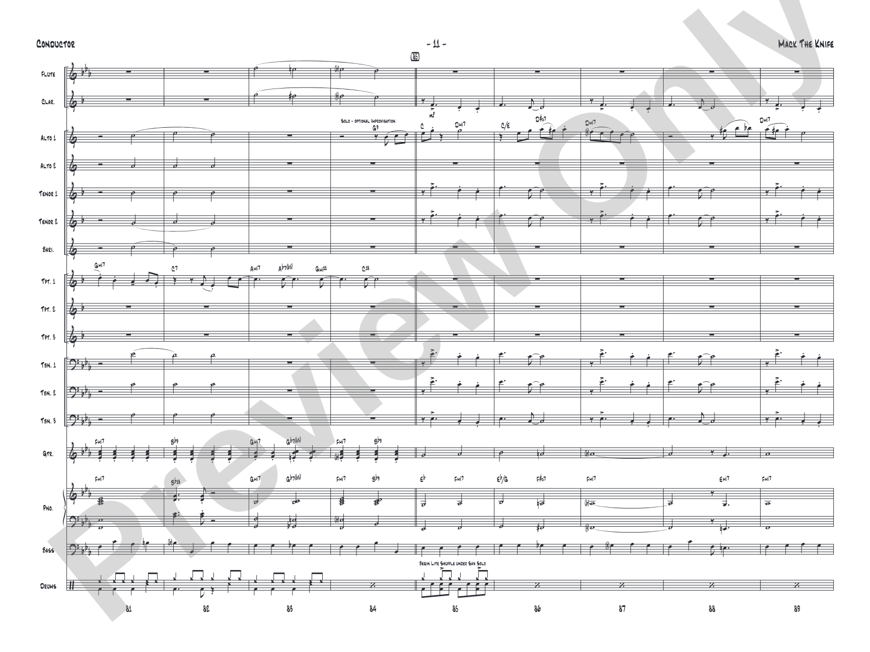 Mack the Knife: Jazz Ensemble Conductor Score & Parts