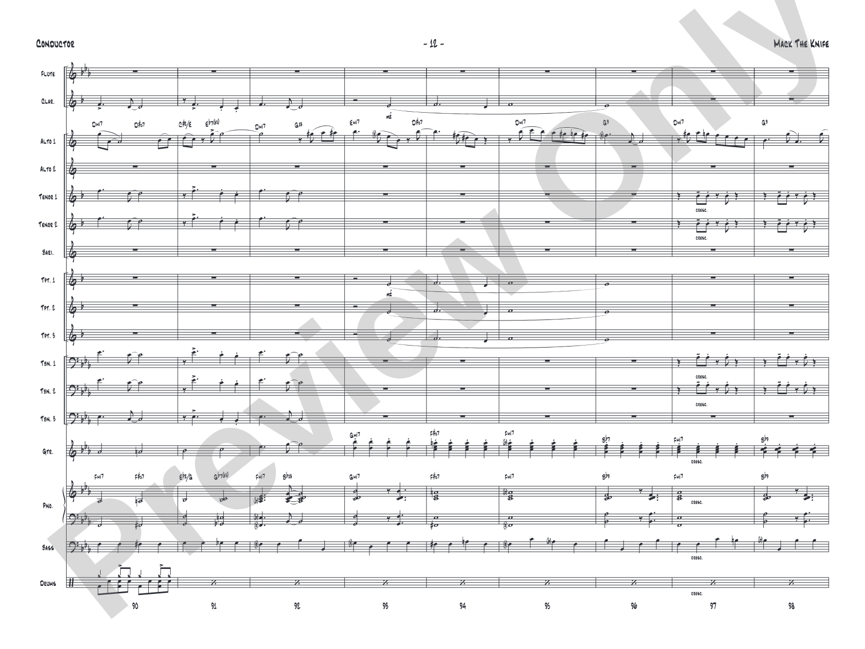 Mack the Knife: Jazz Ensemble Conductor Score & Parts