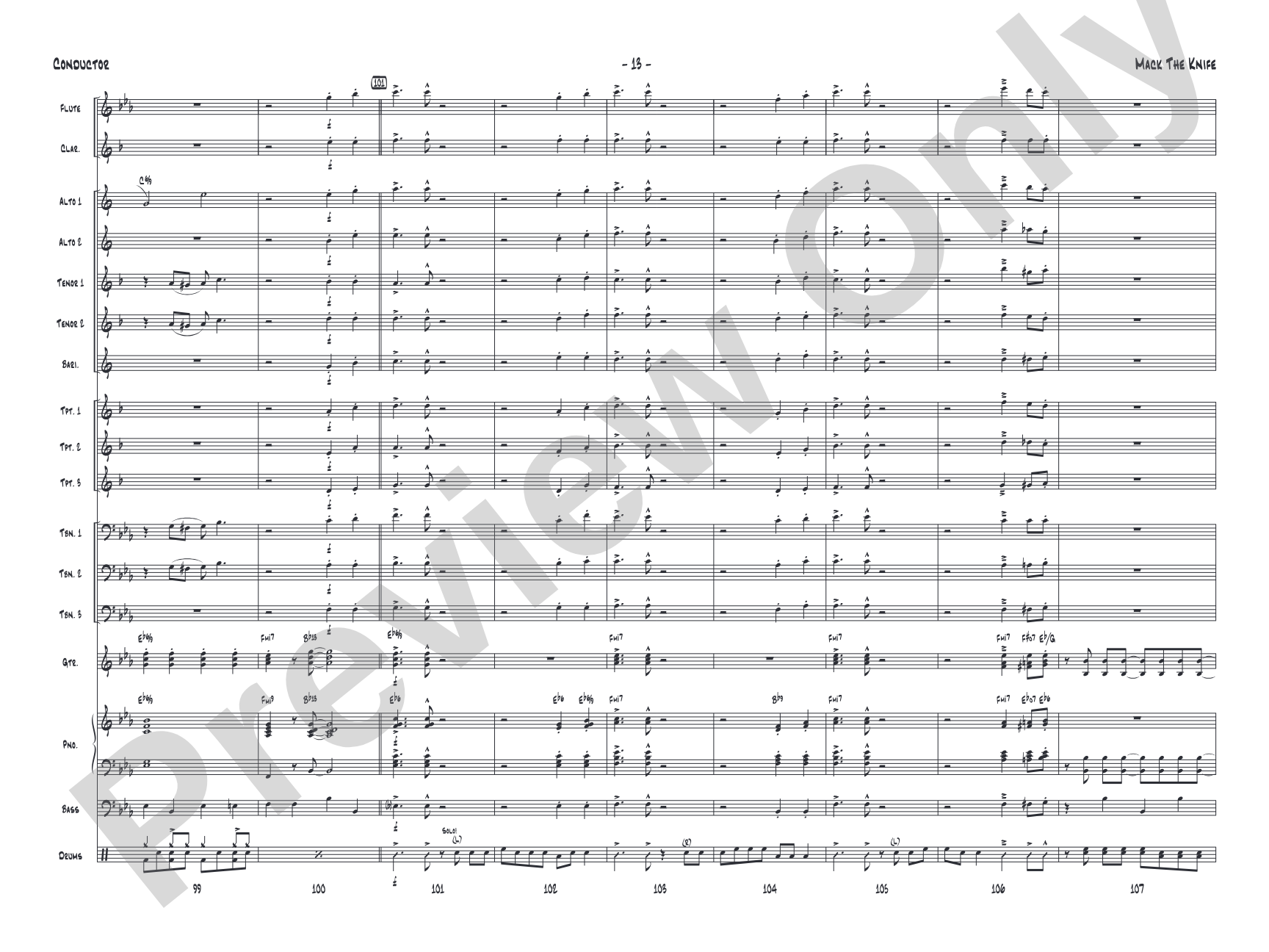 Mack the Knife: Jazz Ensemble Conductor Score & Parts