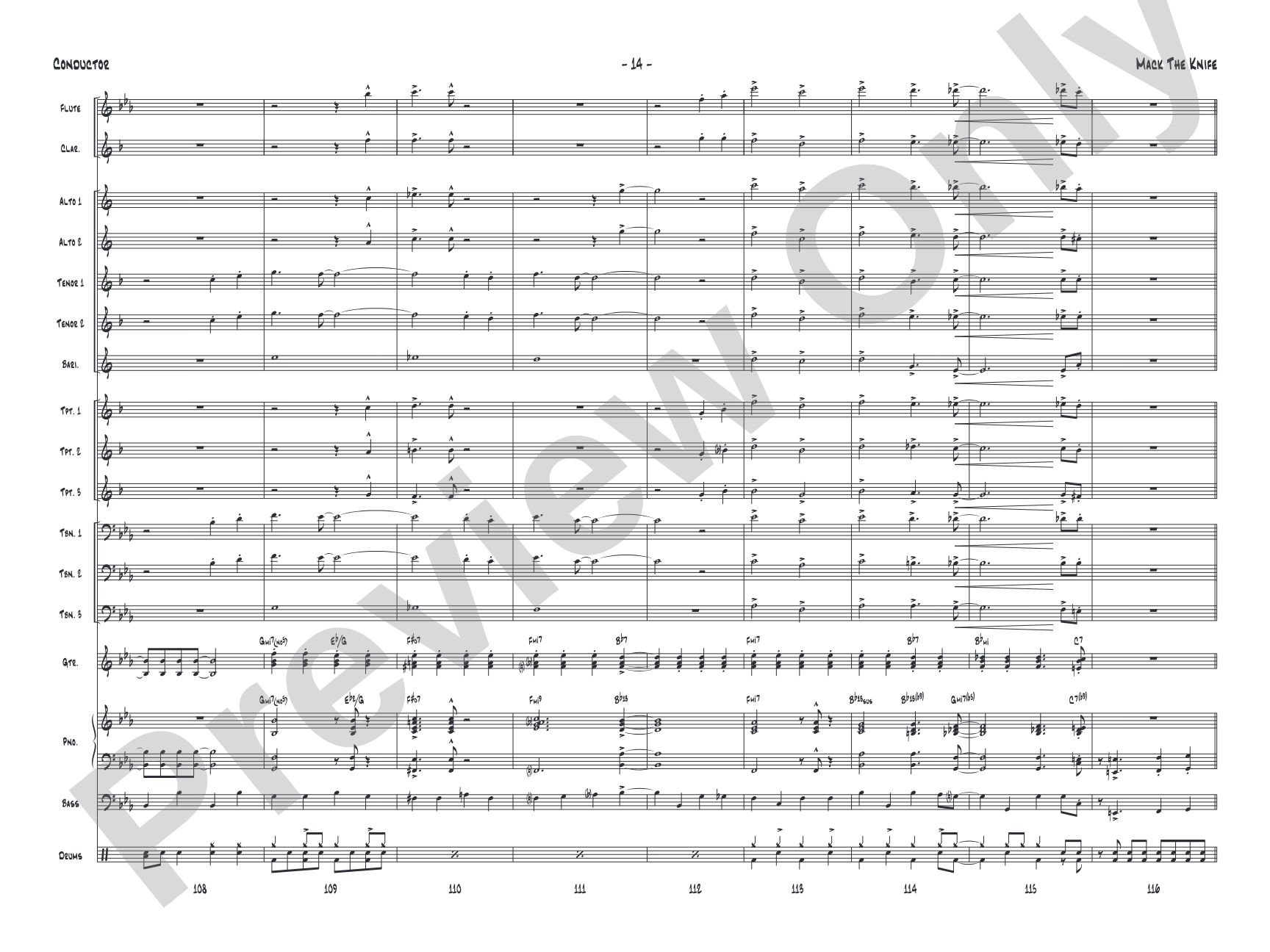 Mack the Knife: Jazz Ensemble Conductor Score & Parts