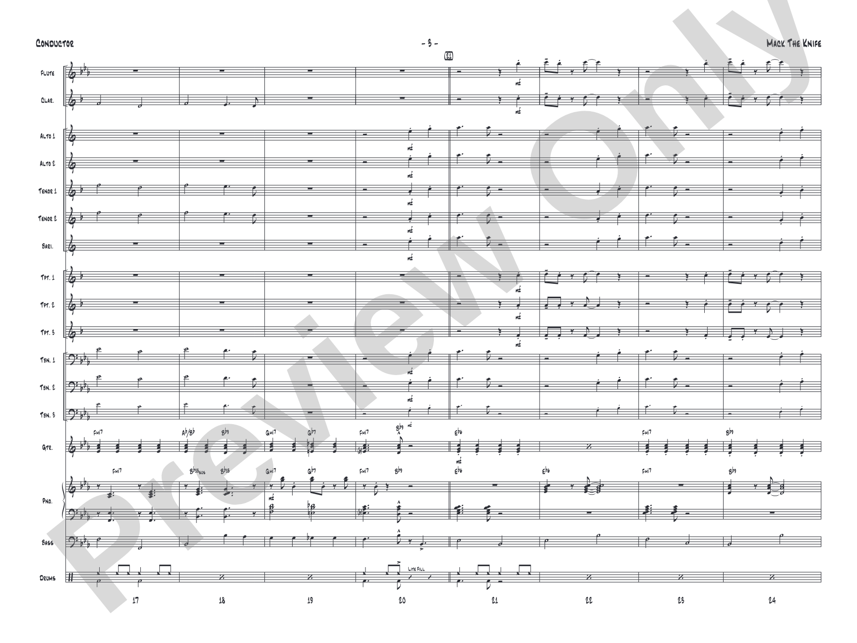 Mack the Knife: Jazz Ensemble Conductor Score & Parts