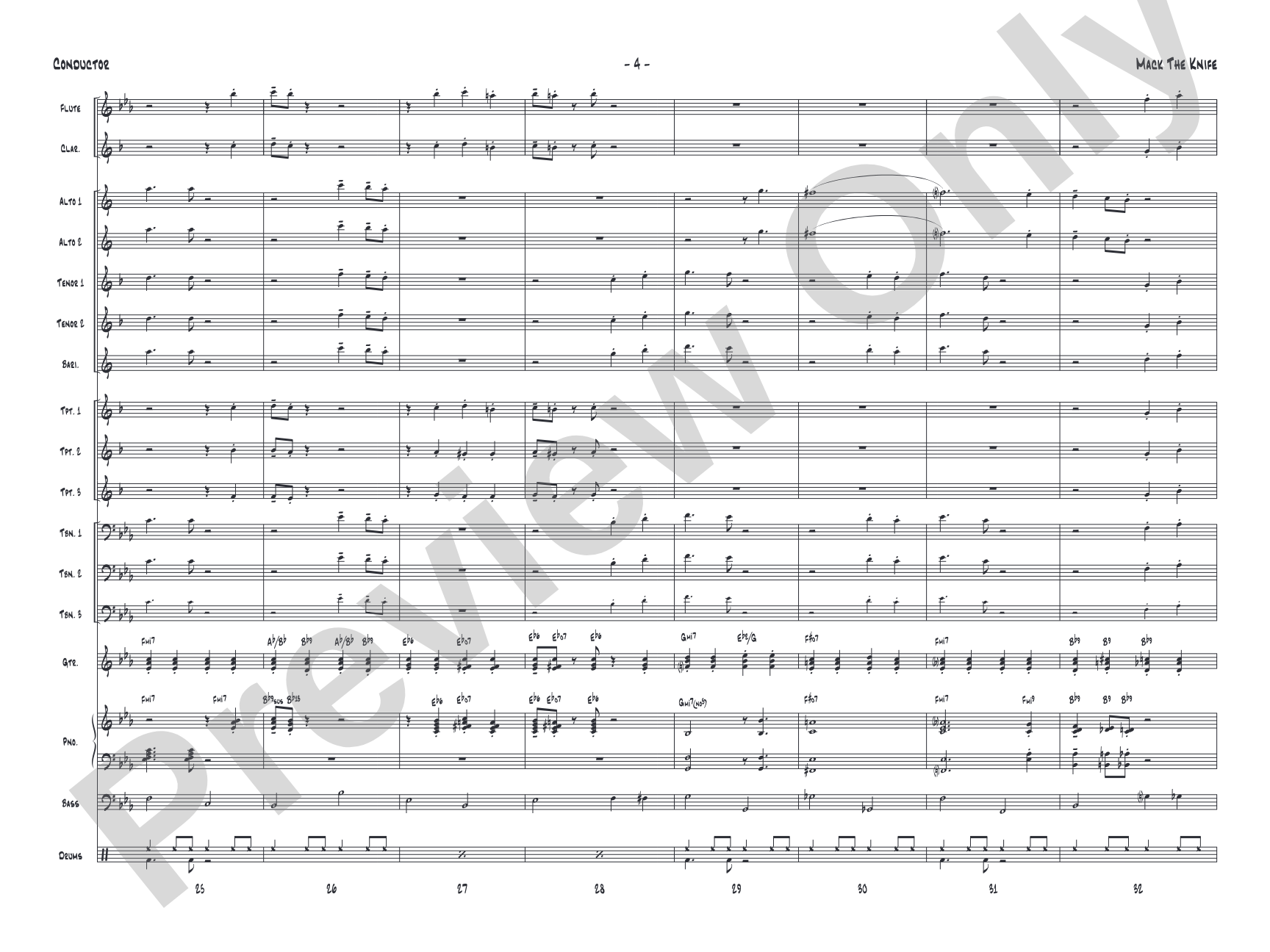 Mack the Knife: Jazz Ensemble Conductor Score & Parts
