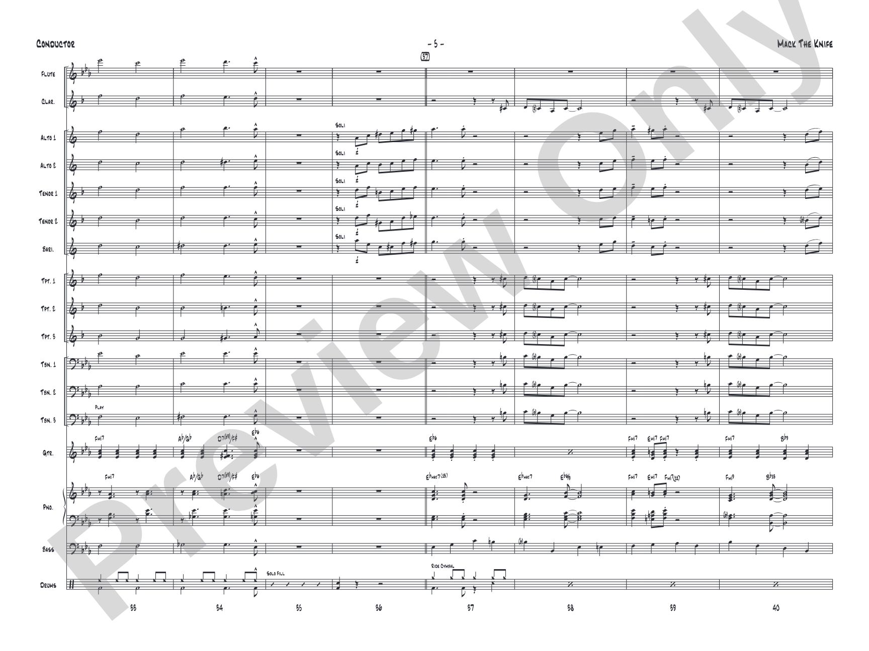 Mack the Knife: Jazz Ensemble Conductor Score & Parts