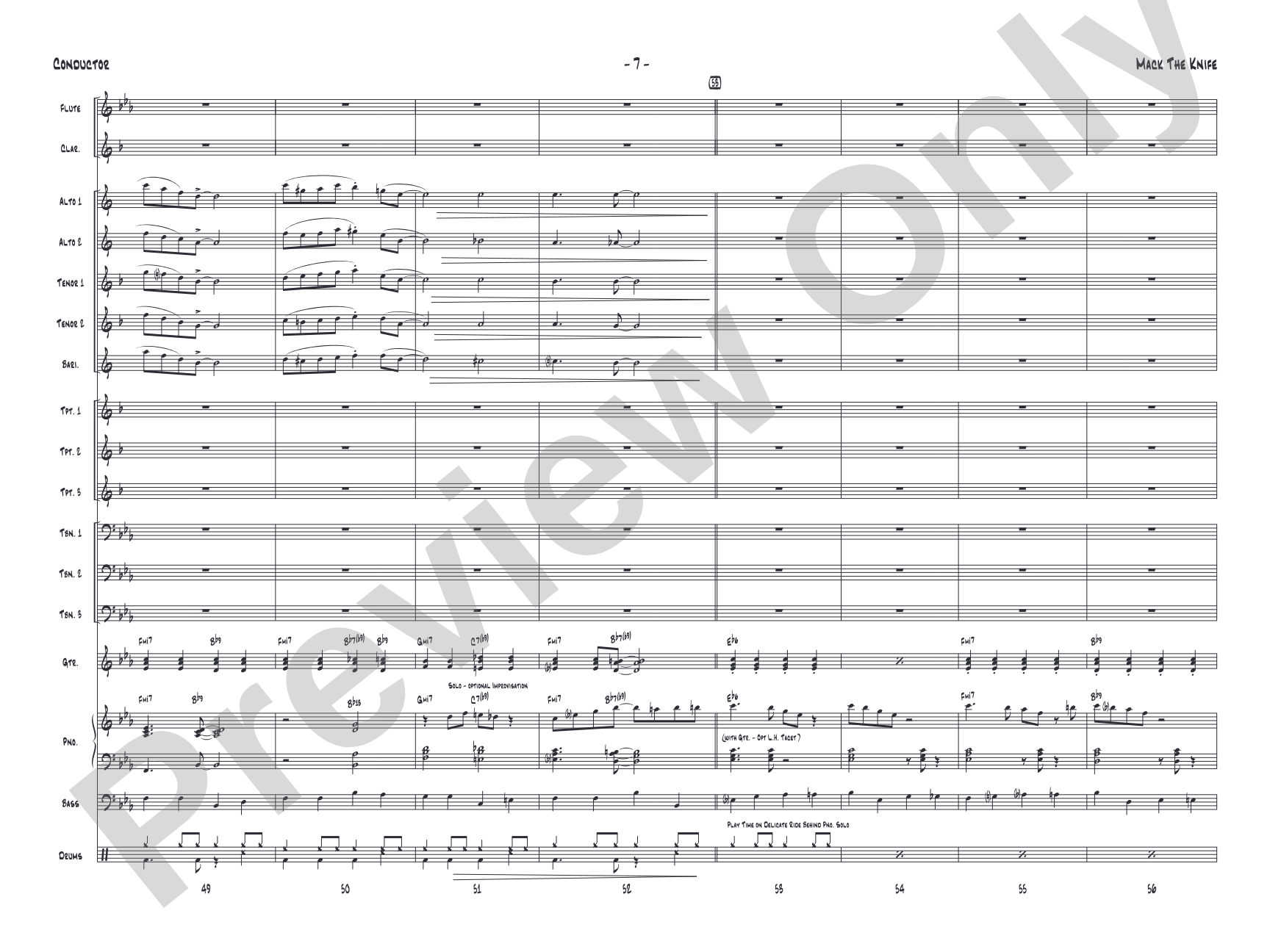 Mack the Knife: Jazz Ensemble Conductor Score & Parts