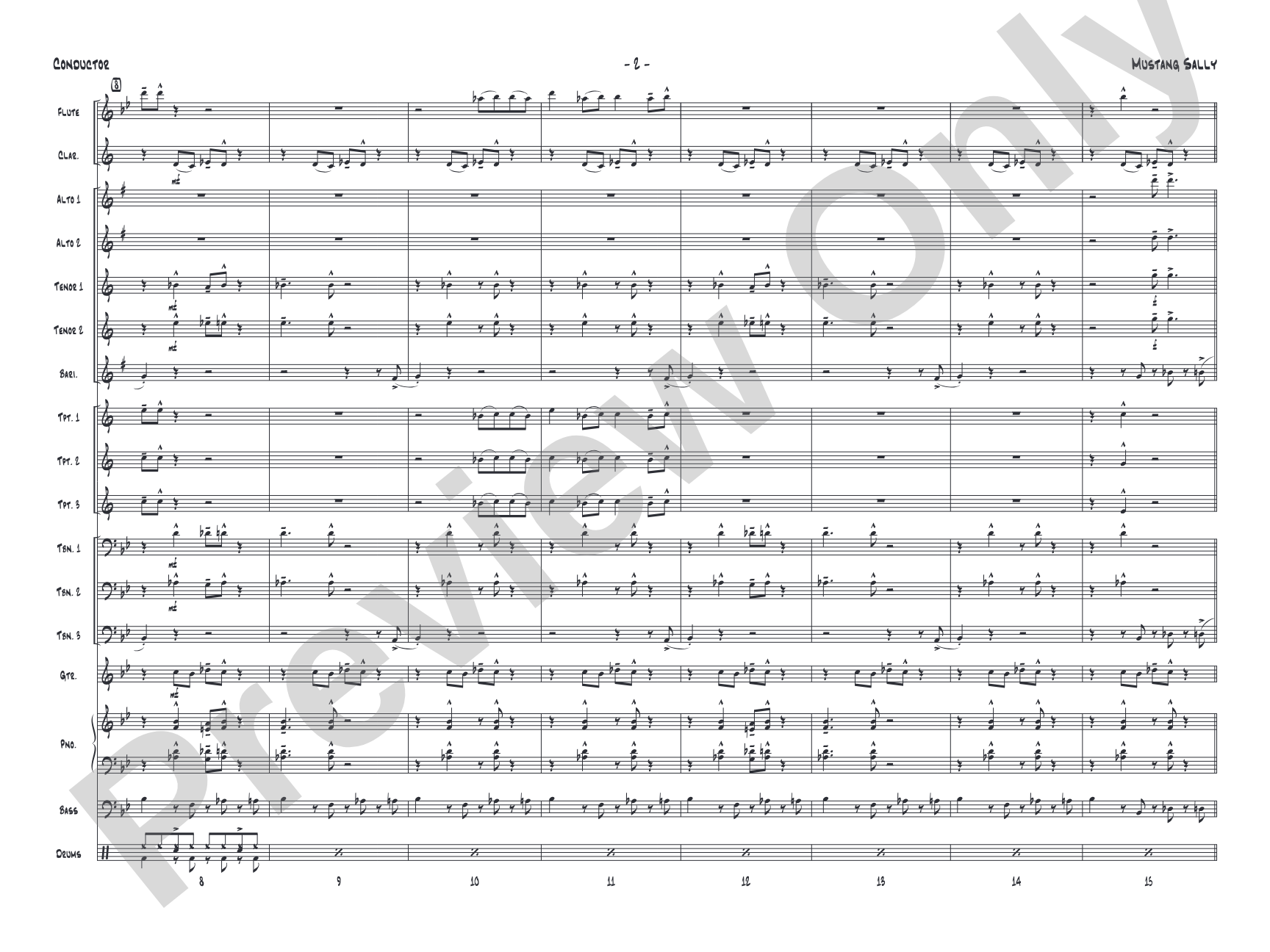 Mustang Sally: Jazz Ensemble Conductor Score & Parts