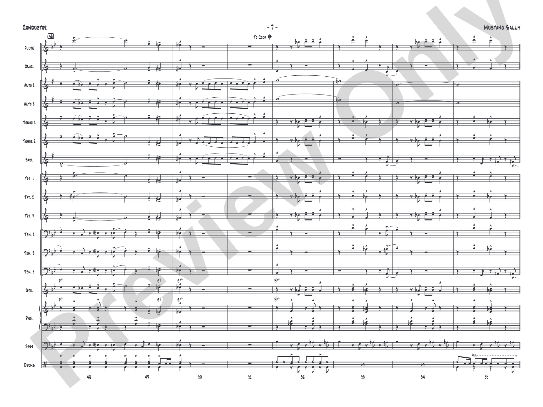 Mustang Sally: Jazz Ensemble Conductor Score & Parts