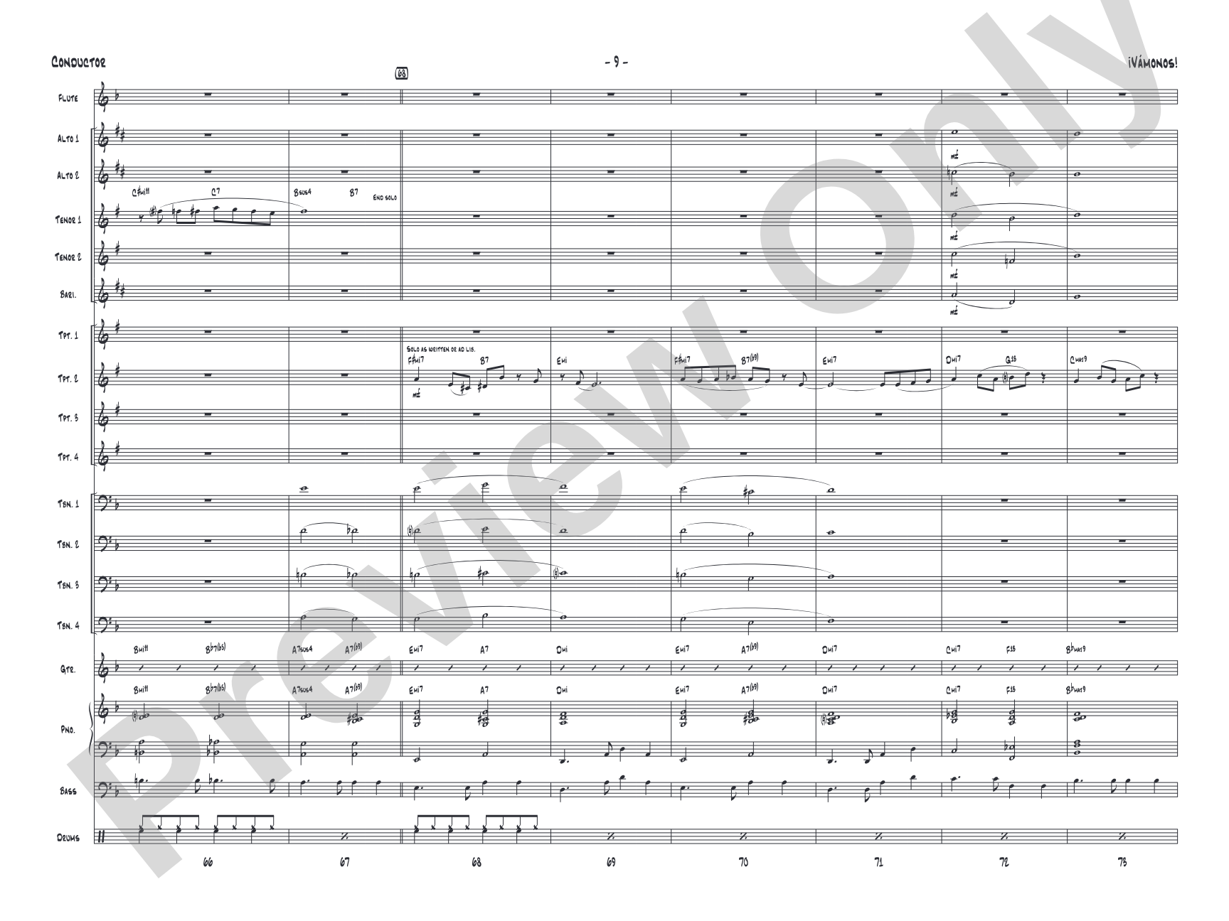 ¡Vámonos!: Jazz Ensemble Conductor Score & Parts
