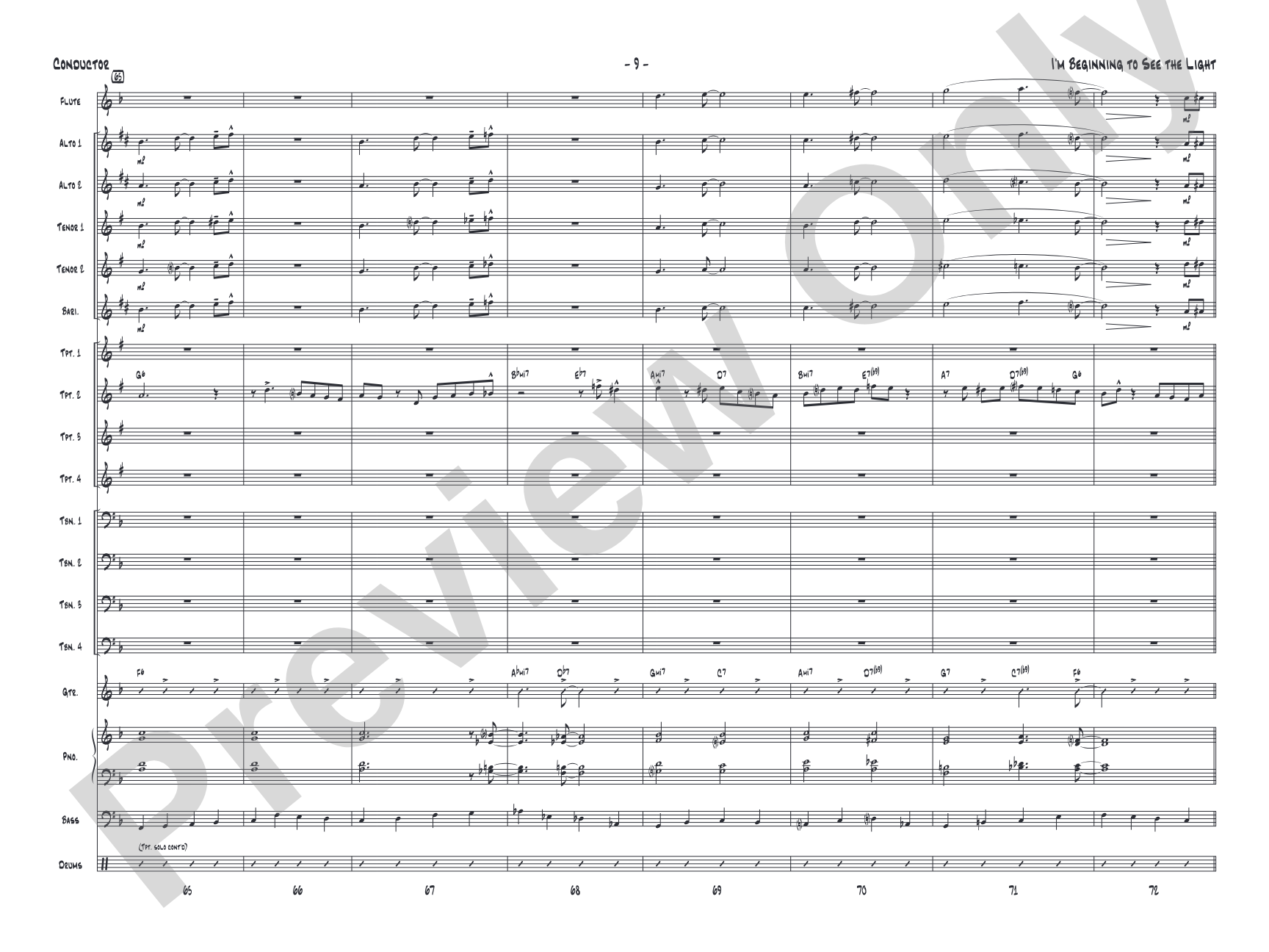 I'm Beginning to See the Light: Jazz Ensemble Conductor Score & Parts