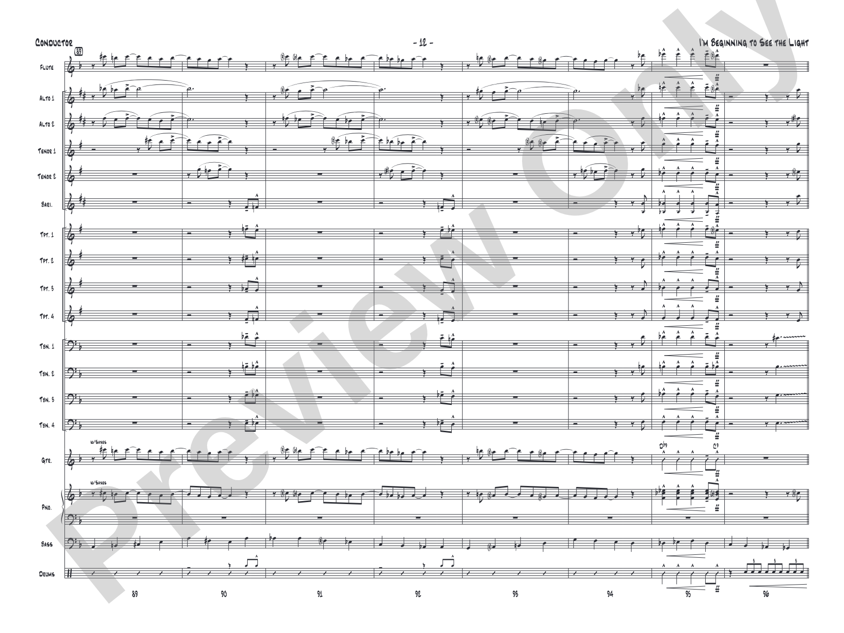 I'm Beginning to See the Light: Jazz Ensemble Conductor Score & Parts