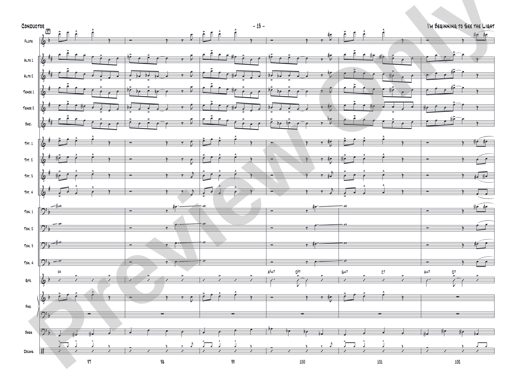 I'm Beginning to See the Light: Jazz Ensemble Conductor Score & Parts
