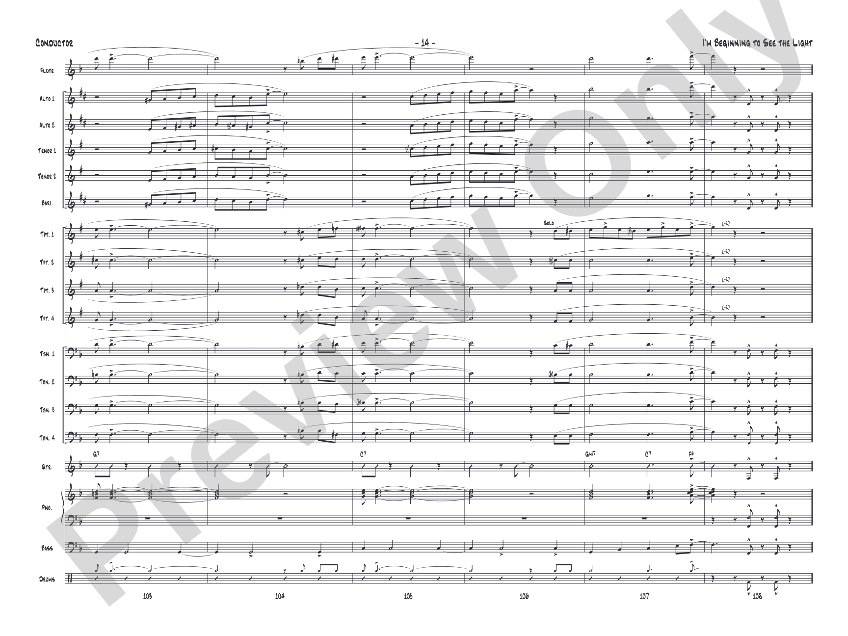 I'm Beginning to See the Light: Jazz Ensemble Conductor Score & Parts
