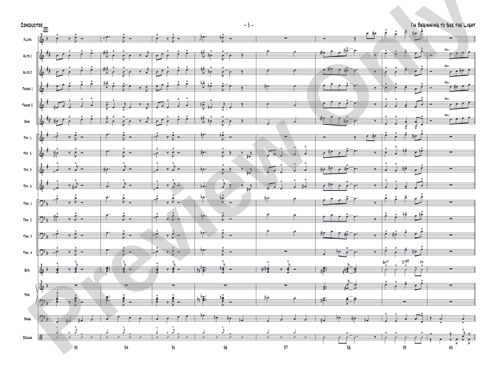 I'm Beginning to See the Light: Jazz Ensemble Conductor Score & Parts