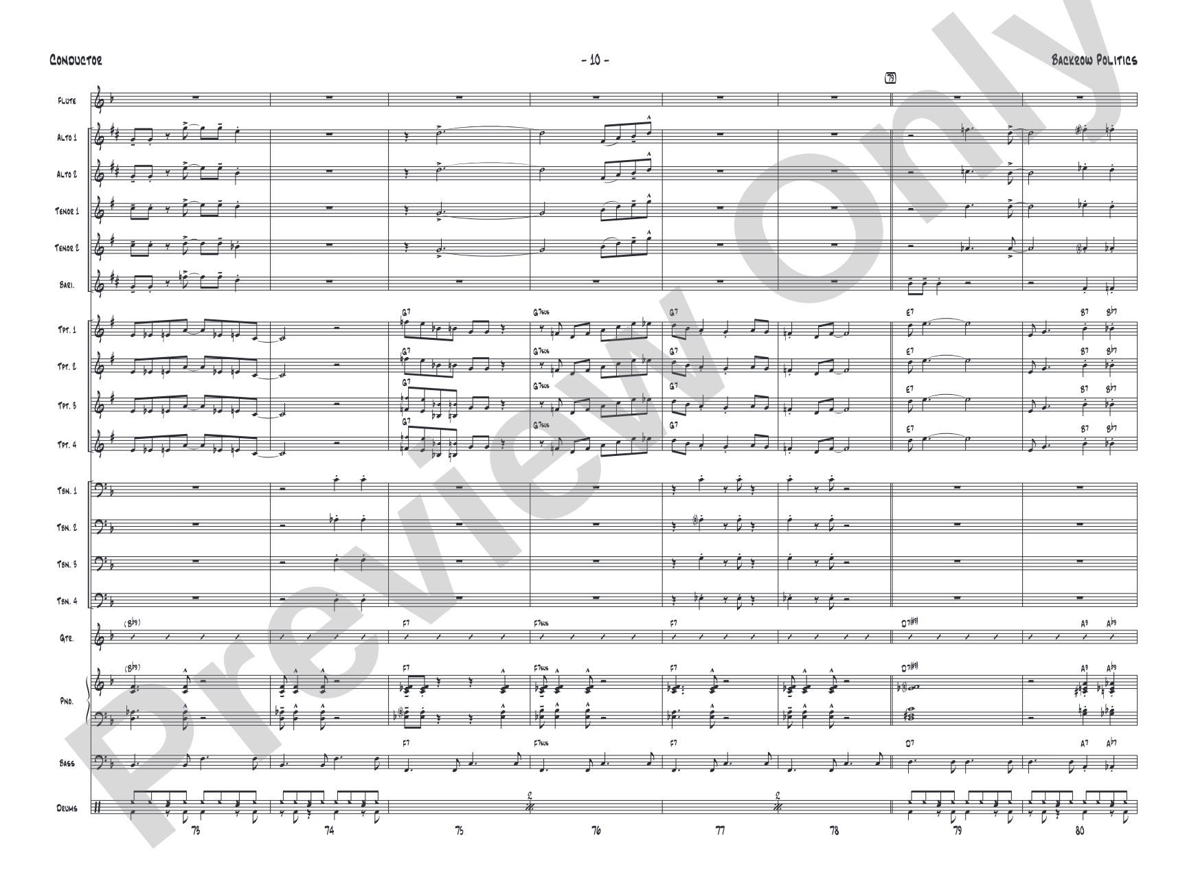 Backrow Politics: Jazz Ensemble Conductor Score & Parts
