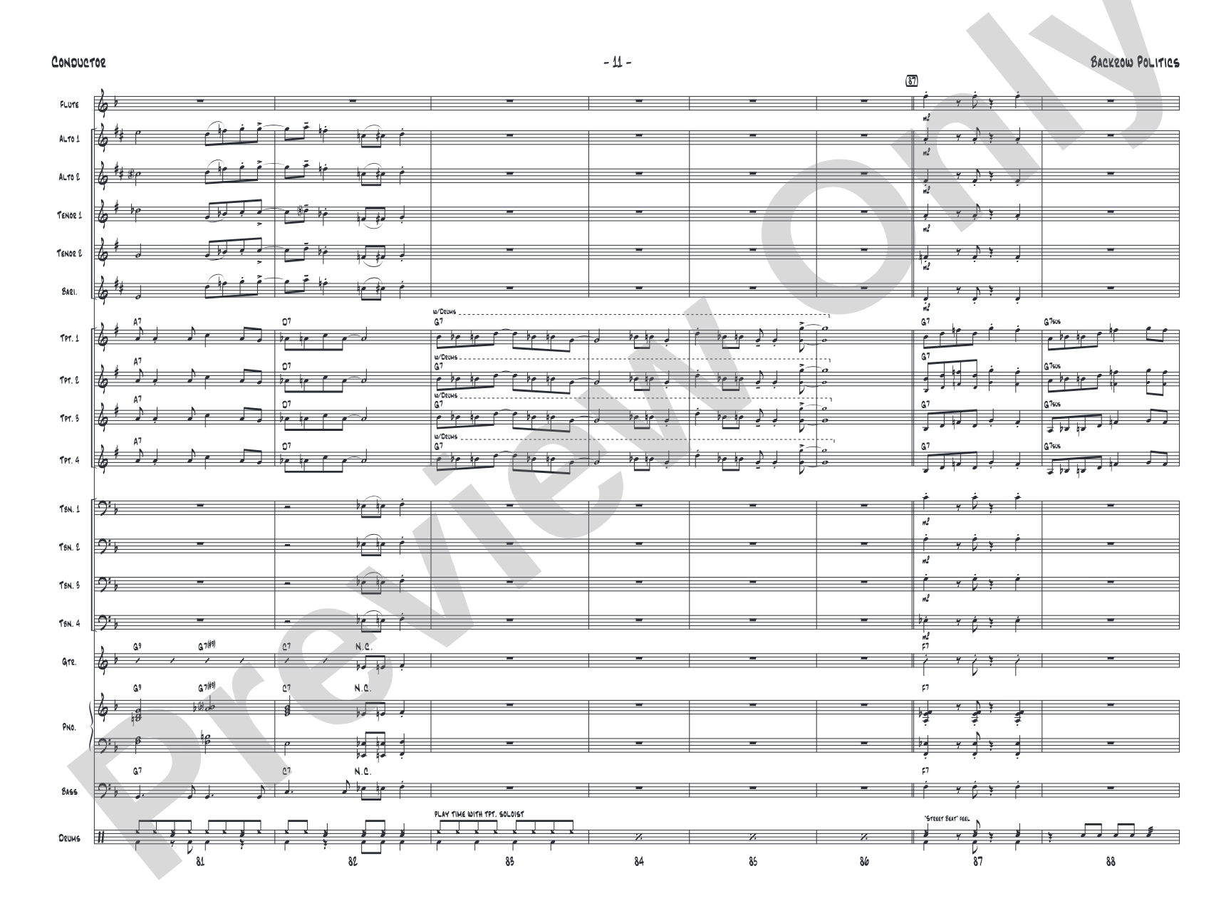 Backrow Politics: Jazz Ensemble Conductor Score & Parts