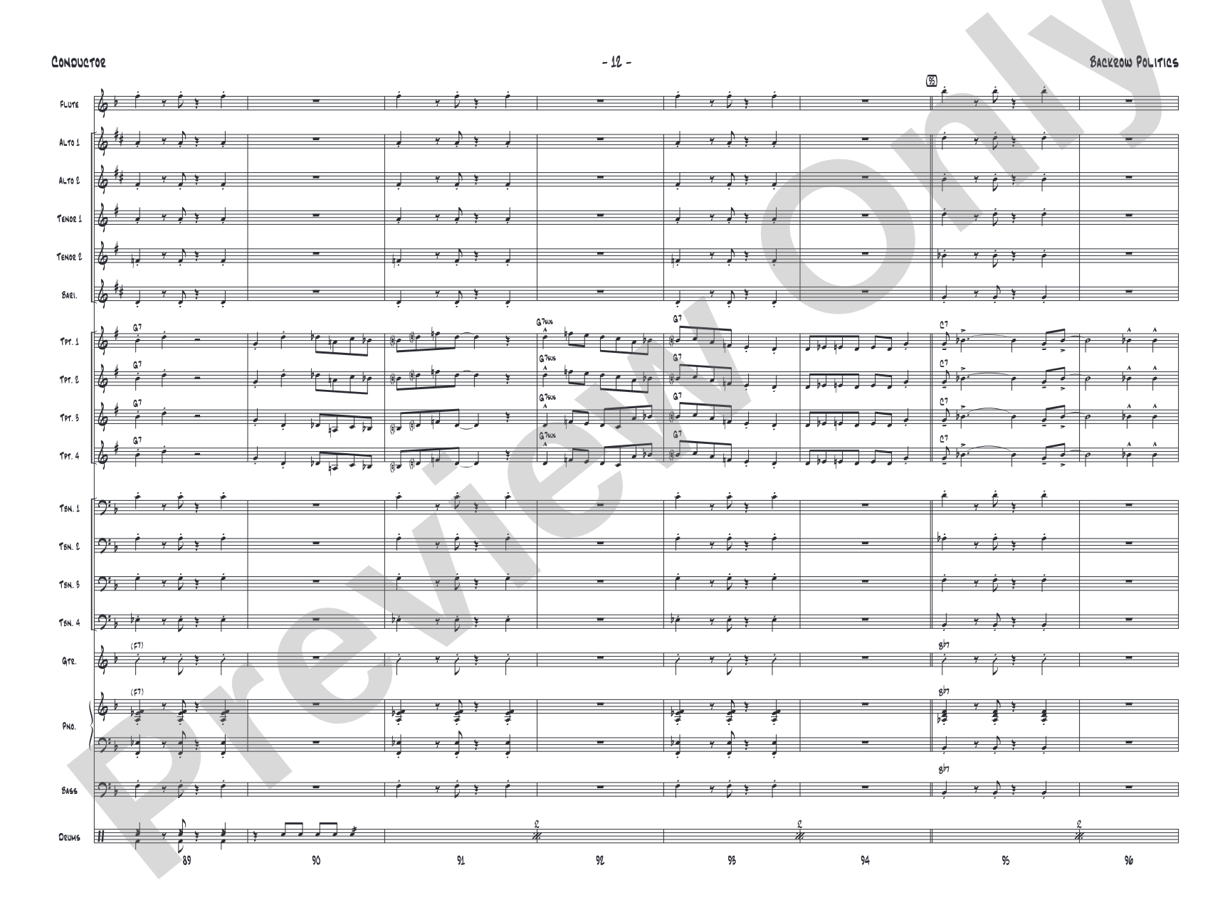 Backrow Politics: Jazz Ensemble Conductor Score & Parts