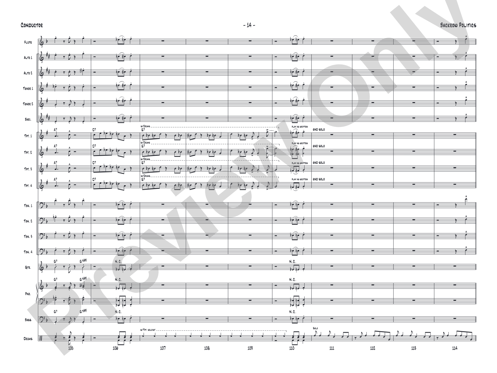 Backrow Politics: Jazz Ensemble Conductor Score & Parts