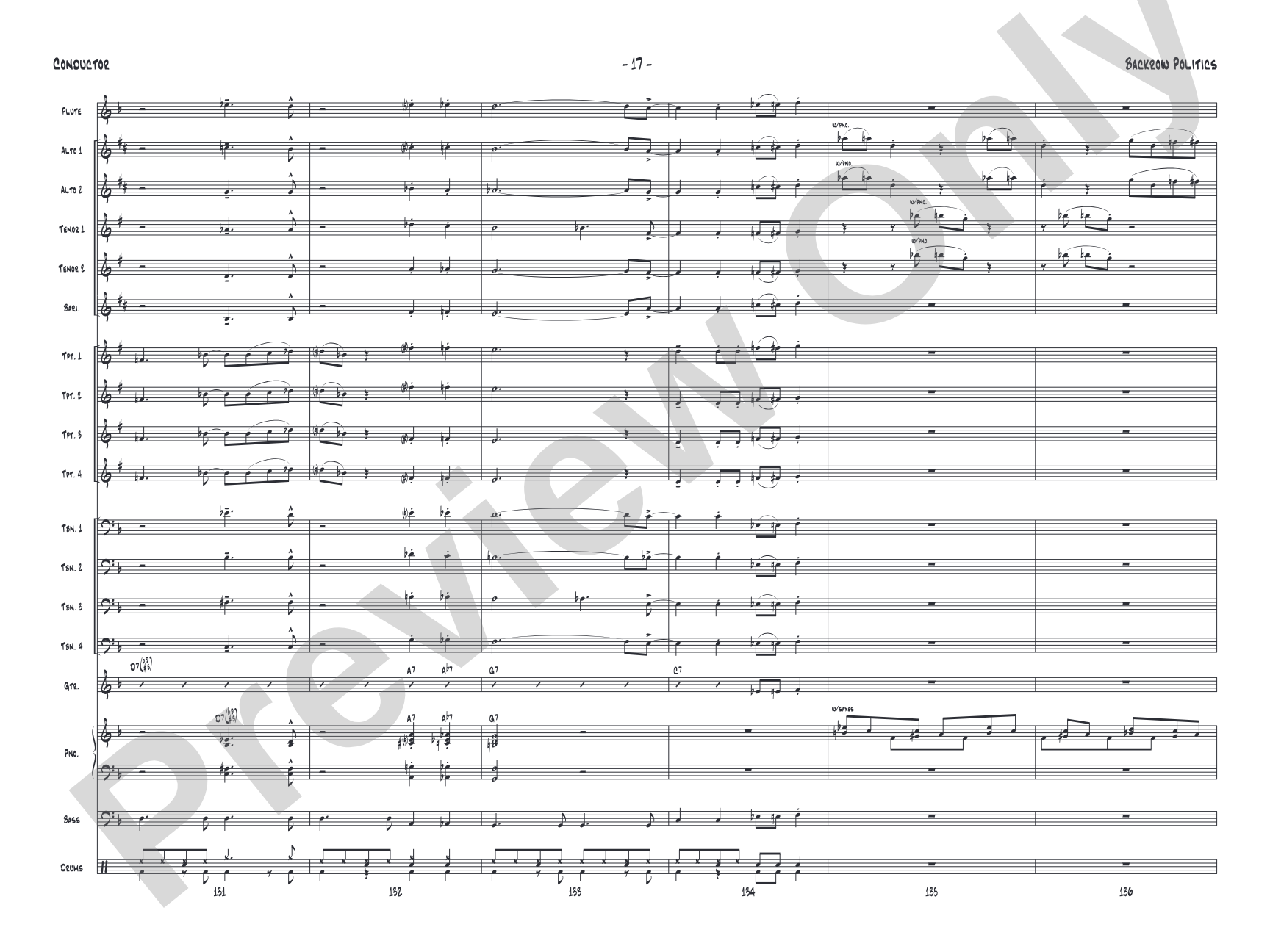Backrow Politics: Jazz Ensemble Conductor Score & Parts